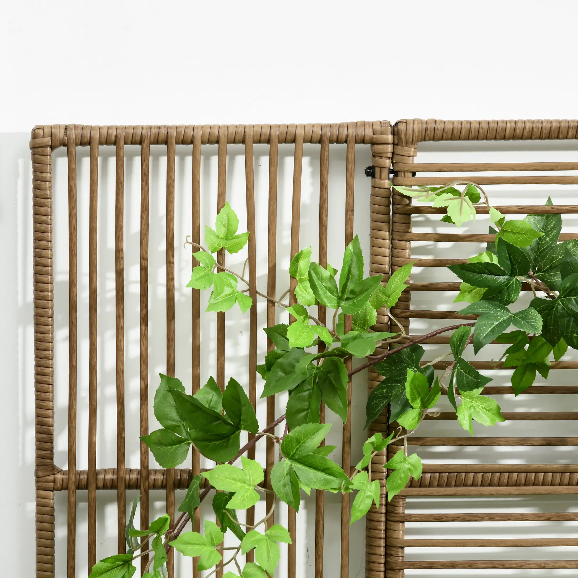 Raised Garden Bed with Lattice Trellis, Rattan Planter with Storage, Sand Brown - Image 10