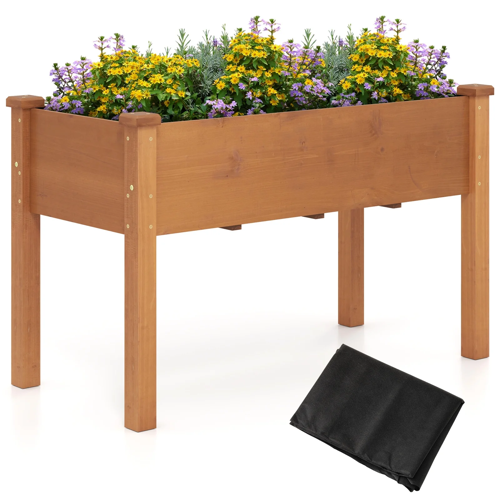 Raised Garden Bed With Legs, Drainage Holes, Brown - Image 5