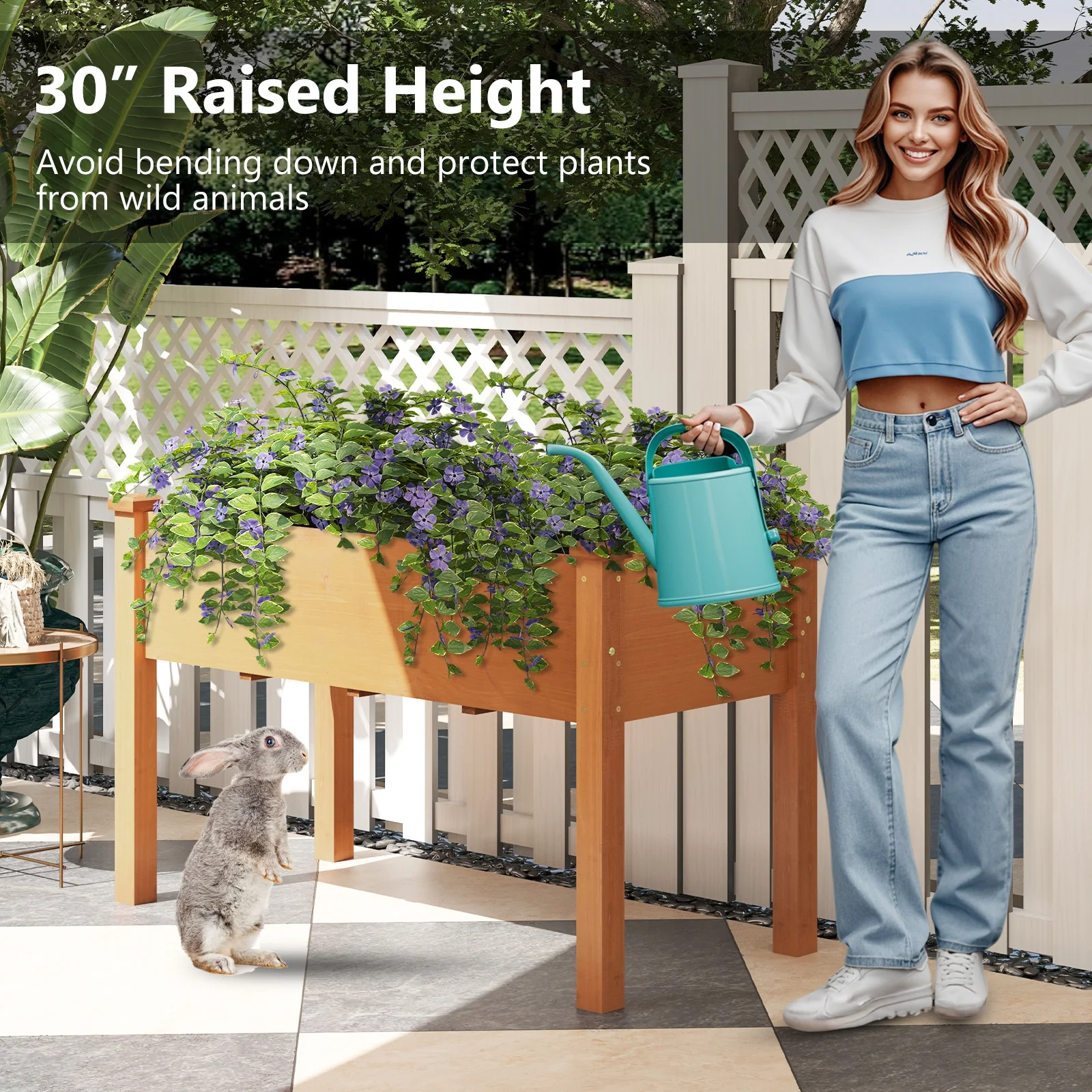 Raised Garden Bed With Legs, Drainage Holes, Brown - Image 9