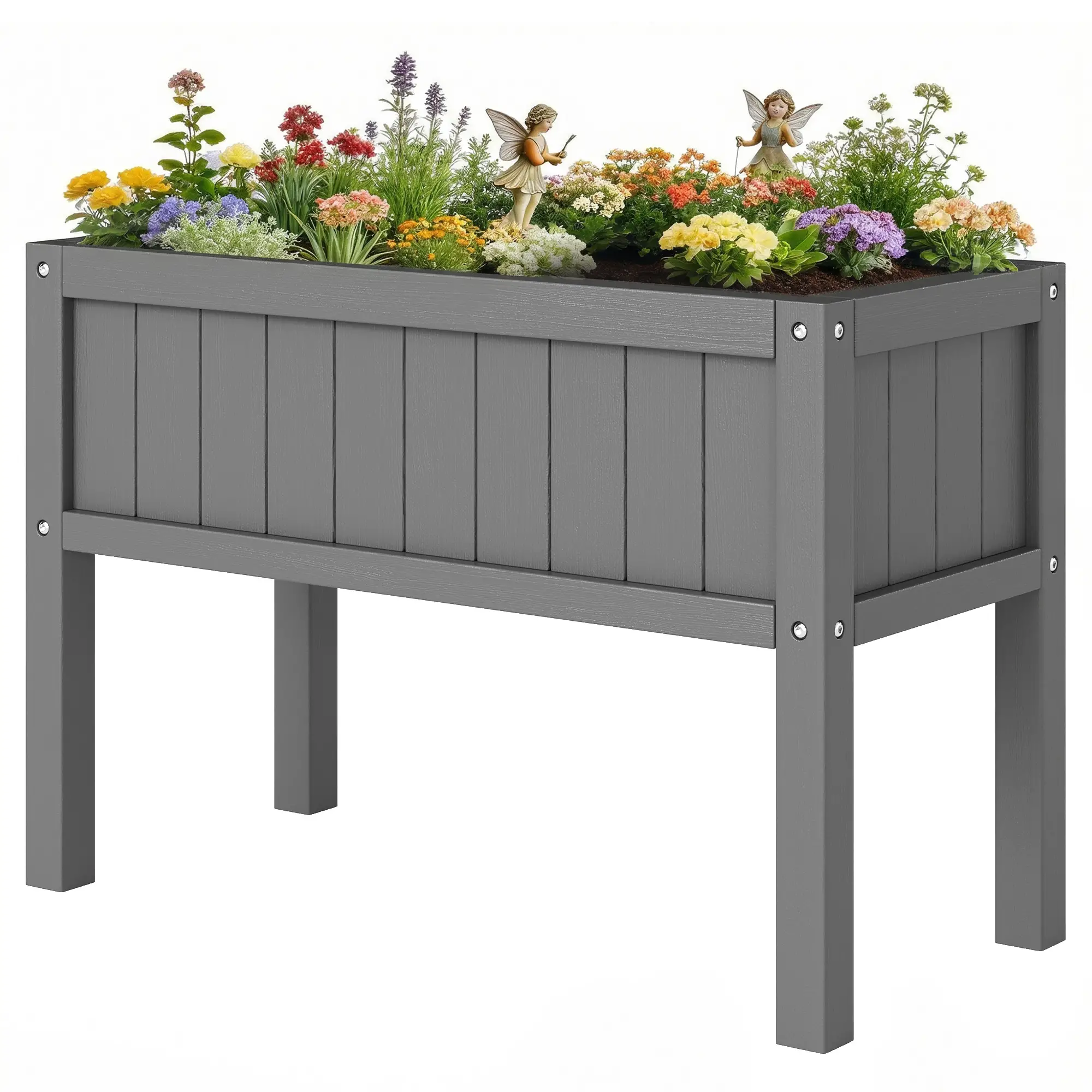 Raised Garden Bed With Legs, HDPE Planter With Drainage Holes