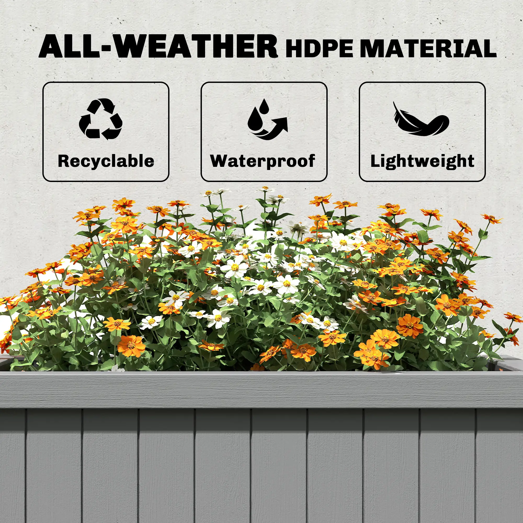 Raised Garden Bed With Legs, HDPE Planter With Drainage Holes - Image 4