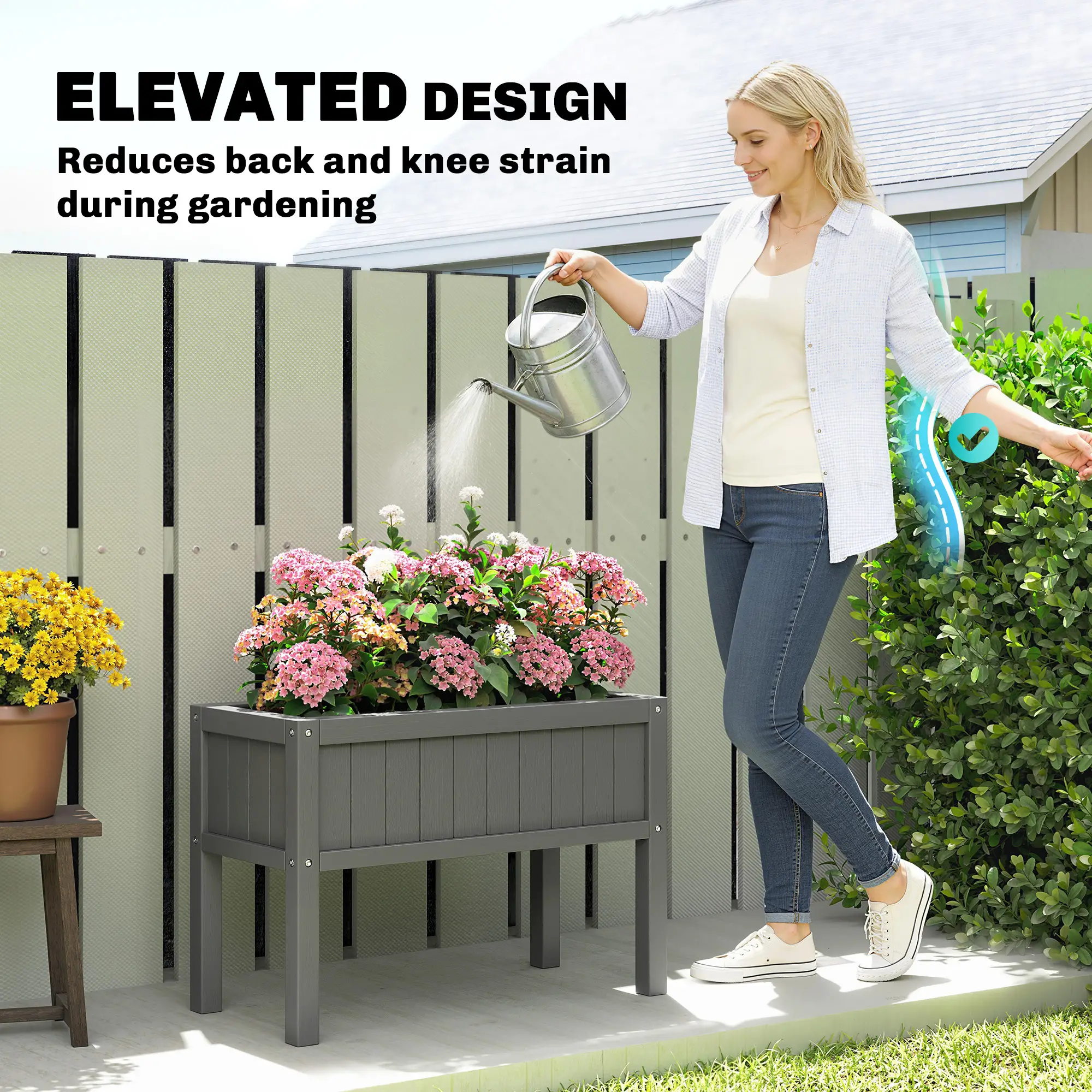 Raised Garden Bed With Legs, HDPE Planter With Drainage Holes - Image 5