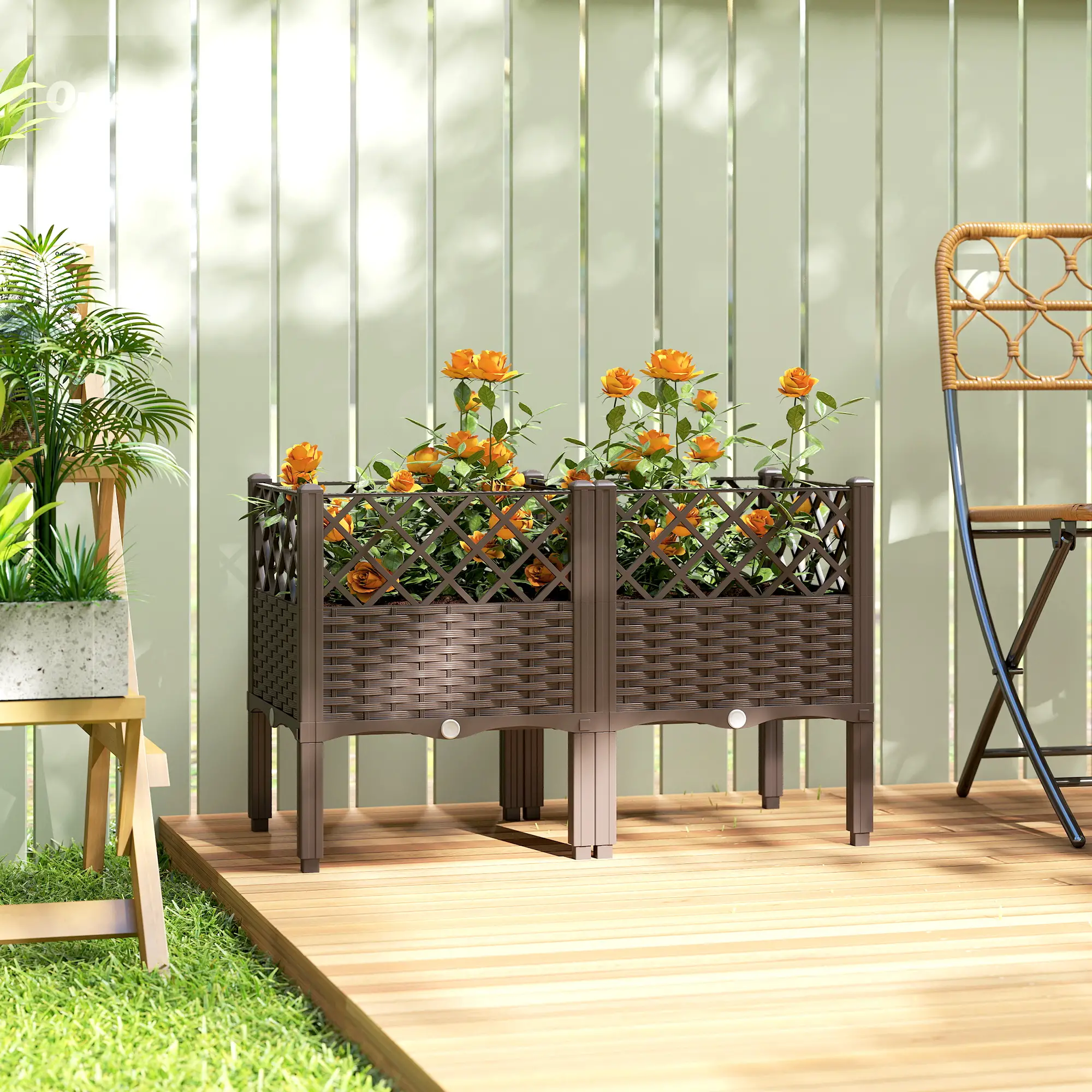 Raised Garden Bed With Legs, Self Watering Planter Box, 31.5" x 15.7" x 20.3" - Image 2