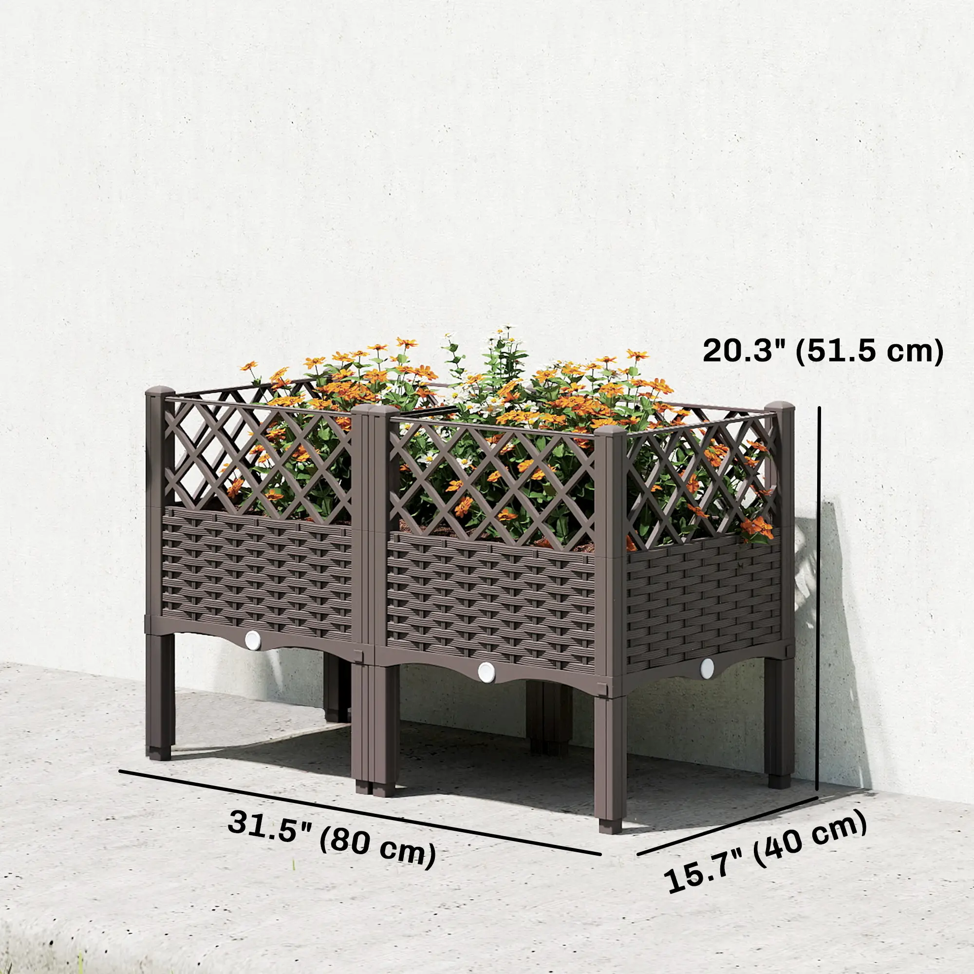Raised Garden Bed With Legs, Self Watering Planter Box, 31.5" x 15.7" x 20.3" - Image 3