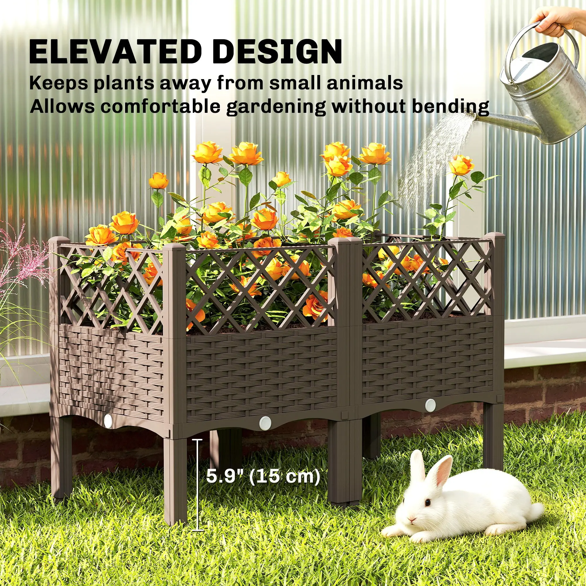 Raised Garden Bed With Legs, Self Watering Planter Box, 31.5" x 15.7" x 20.3" - Image 6