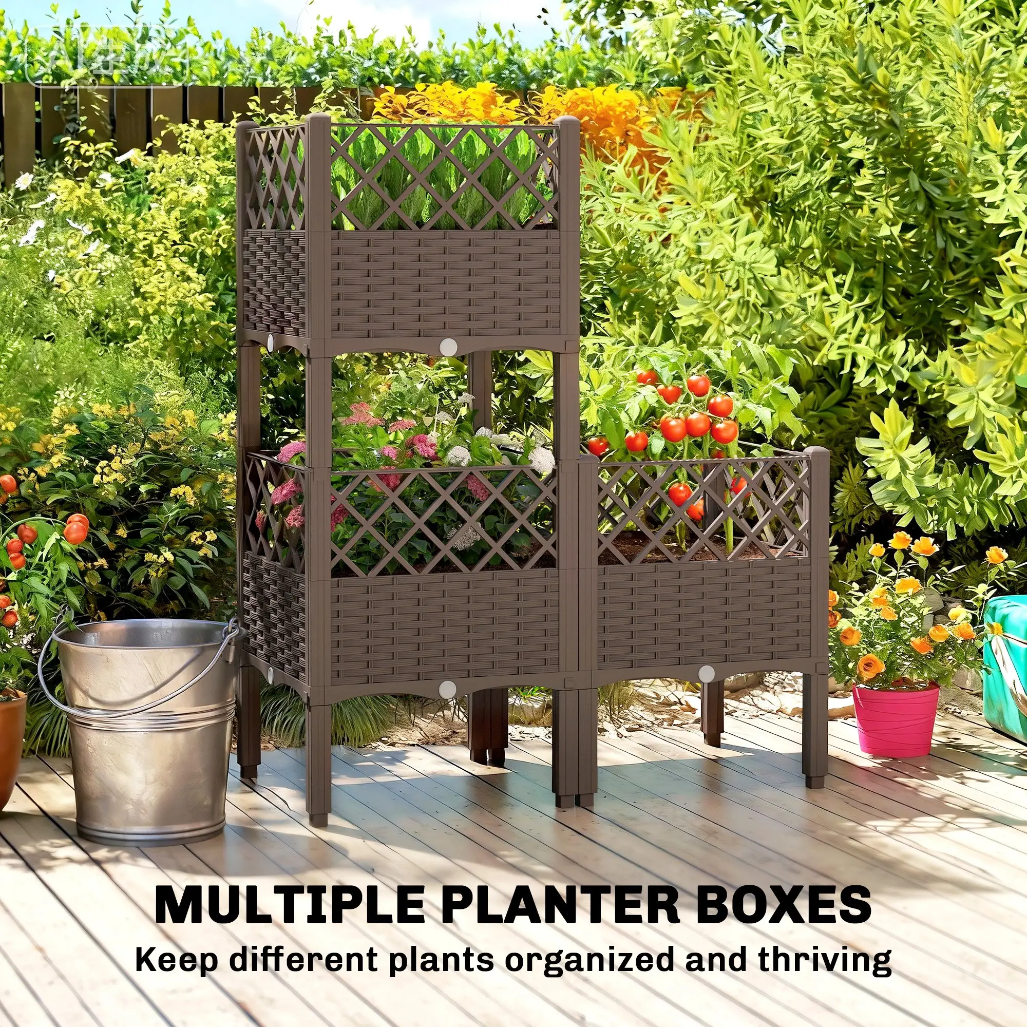 Raised Garden Bed With Legs, Self Watering Planter Box, 63" x 15.7" x 20.3" - Image 5