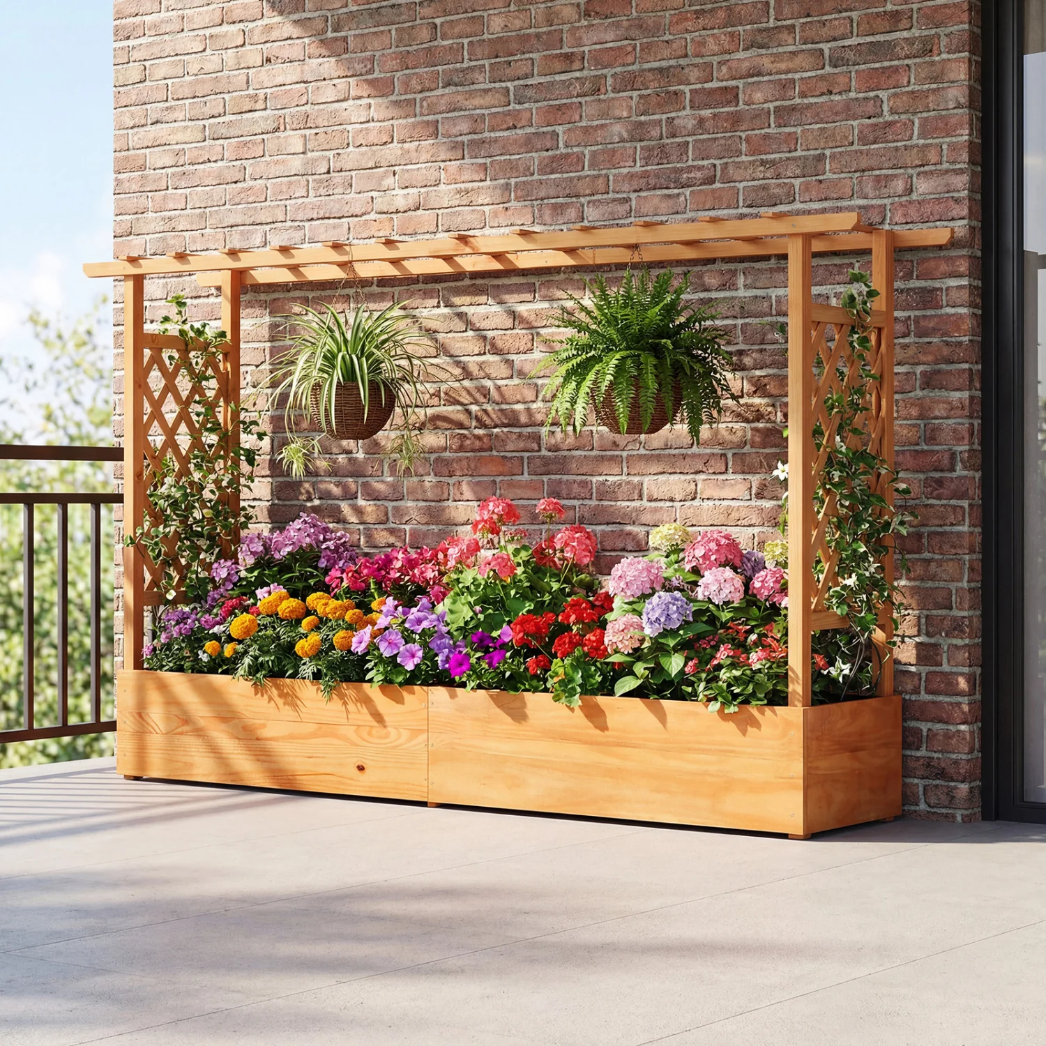 Raised Garden Bed With Side Trellis, Orange - Image 2