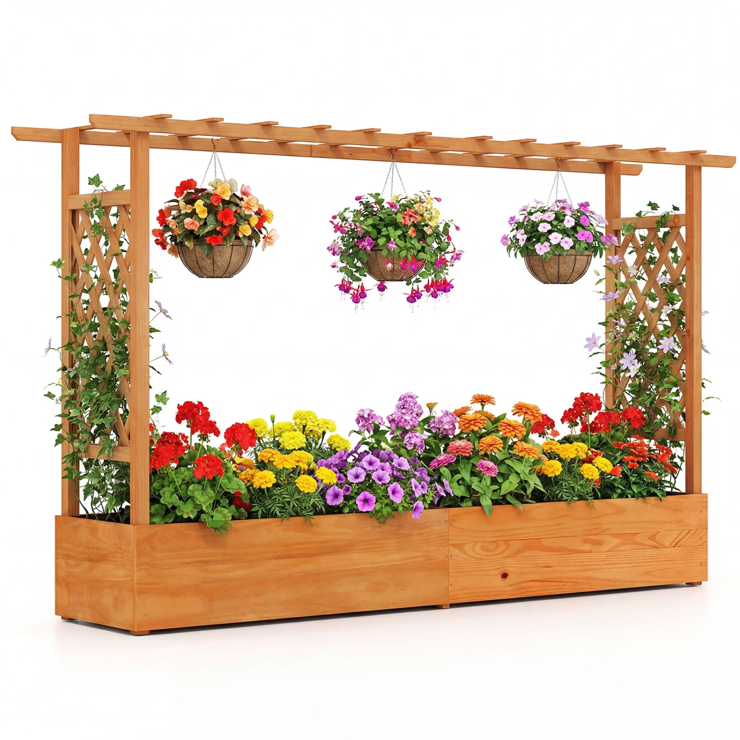 Raised Garden Bed With Side Trellis, Orange - Image 4