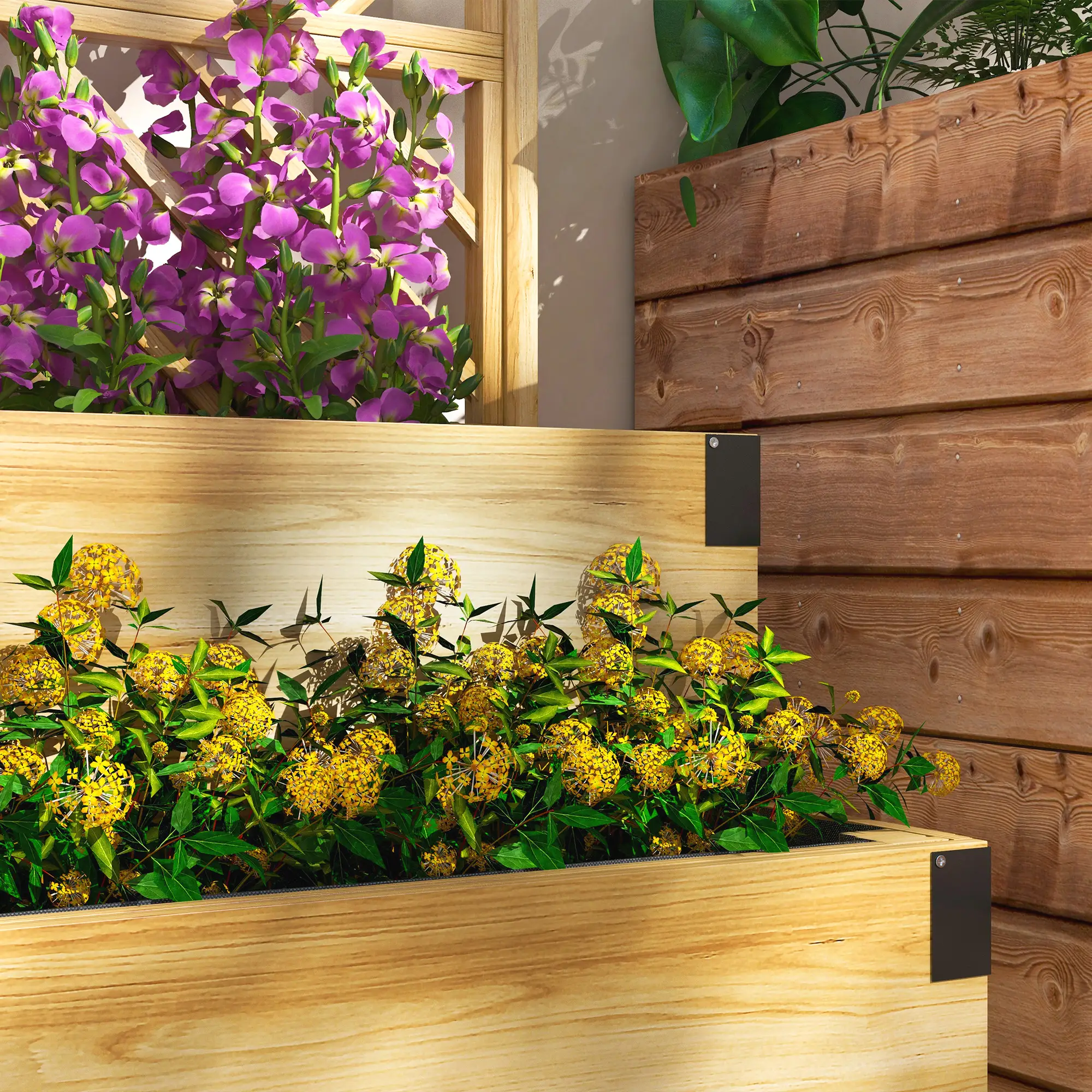 Raised Garden Bed With Trellis, 2 Tier Wooden Elevated Planter Box - Image 9