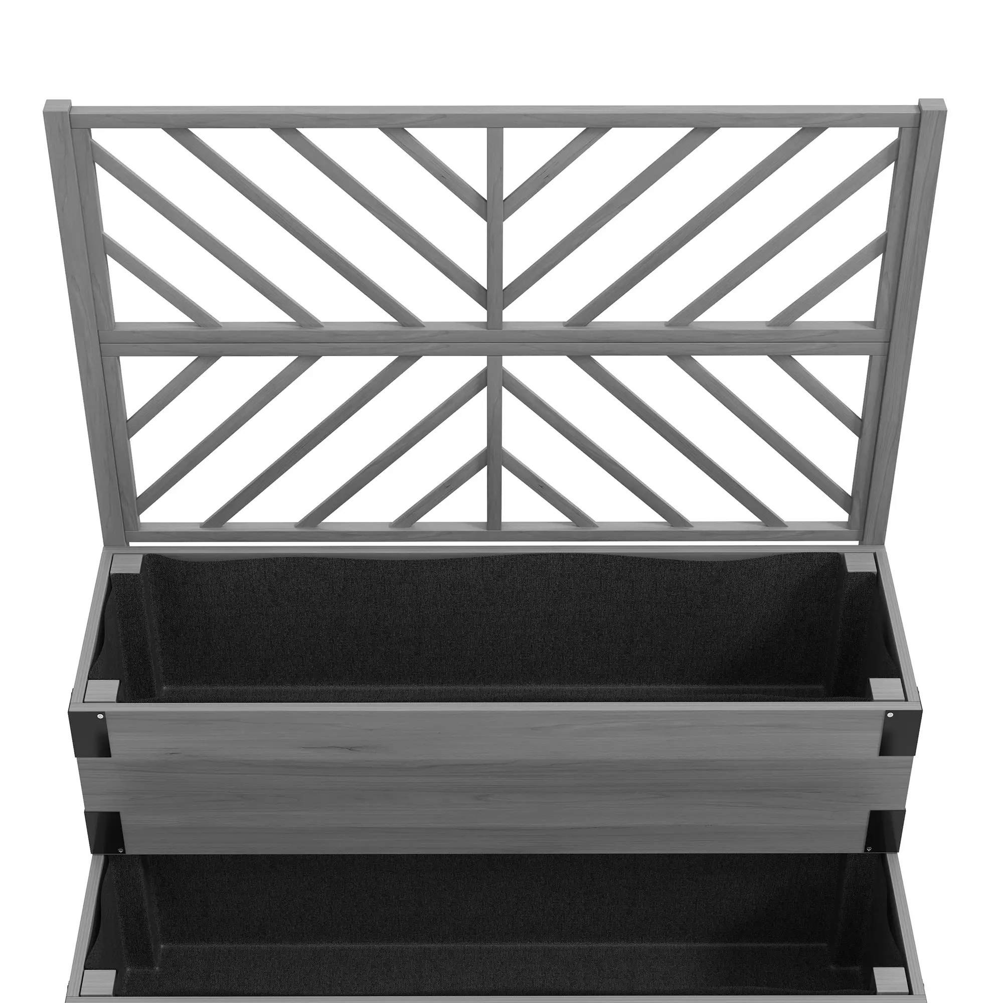 Raised Garden Bed with Trellis, 2 Tier Wooden Planter Box, Grey - Image 10