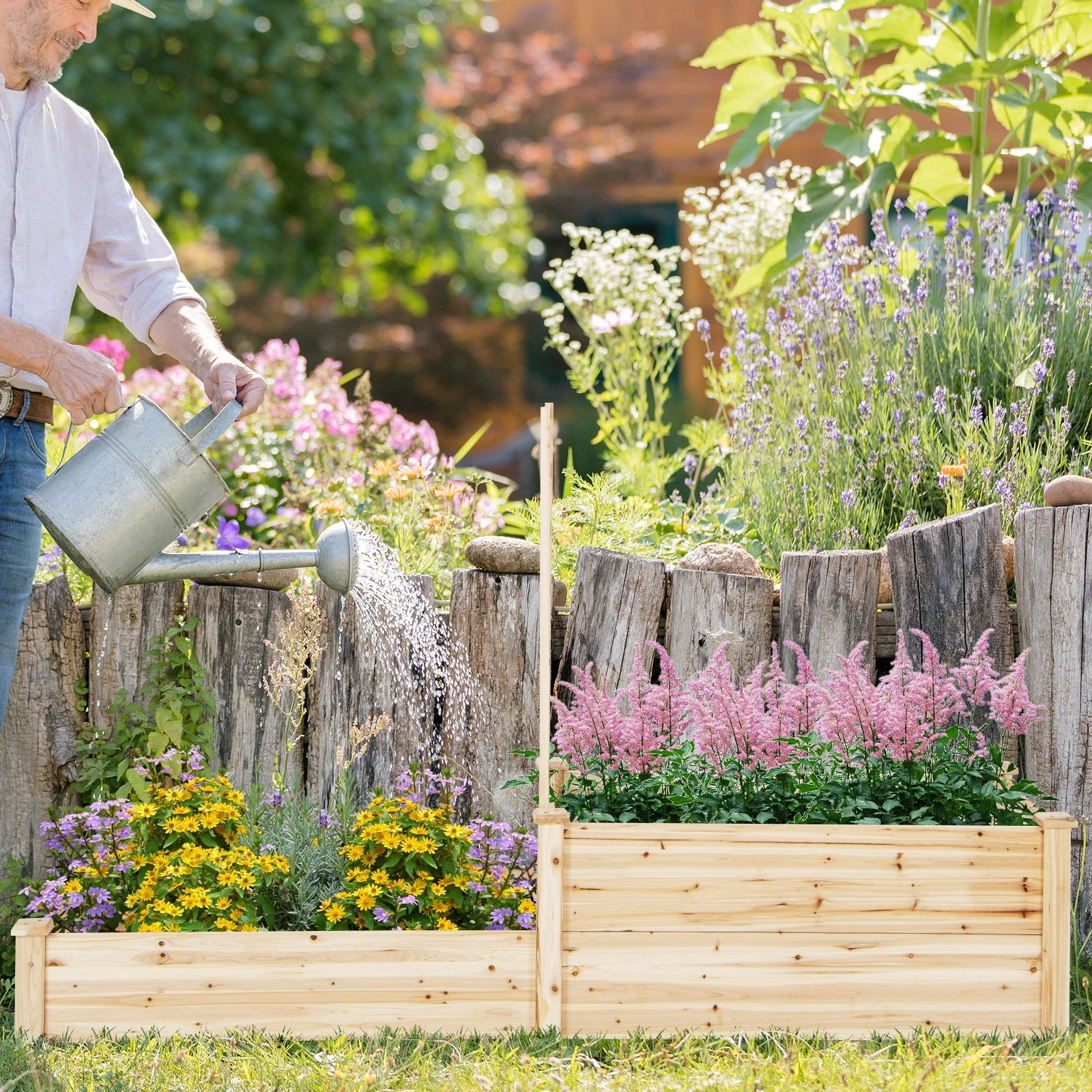 Raised Garden Bed With Trellis, Natural - Image 3