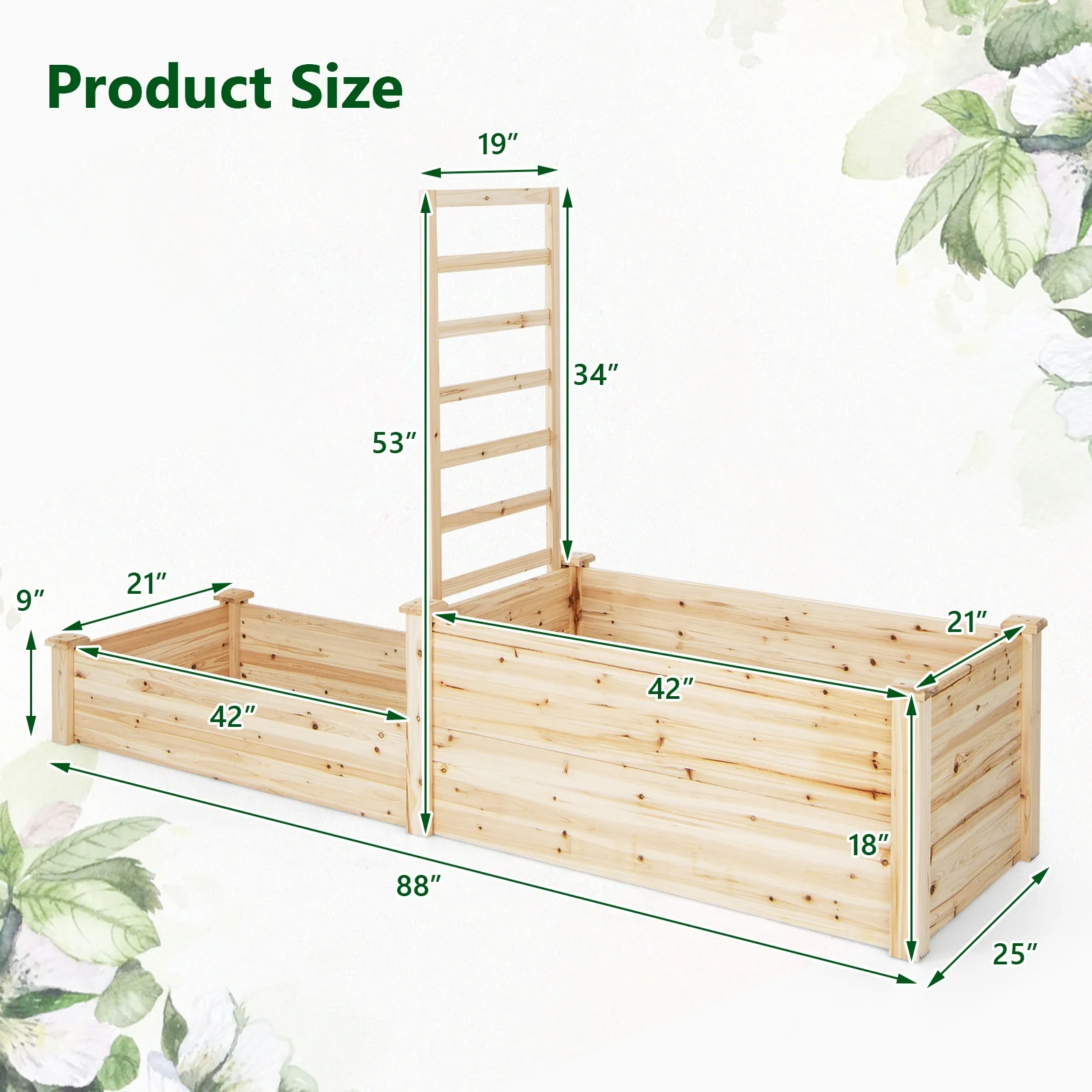 Raised Garden Bed With Trellis, Natural - Image 6