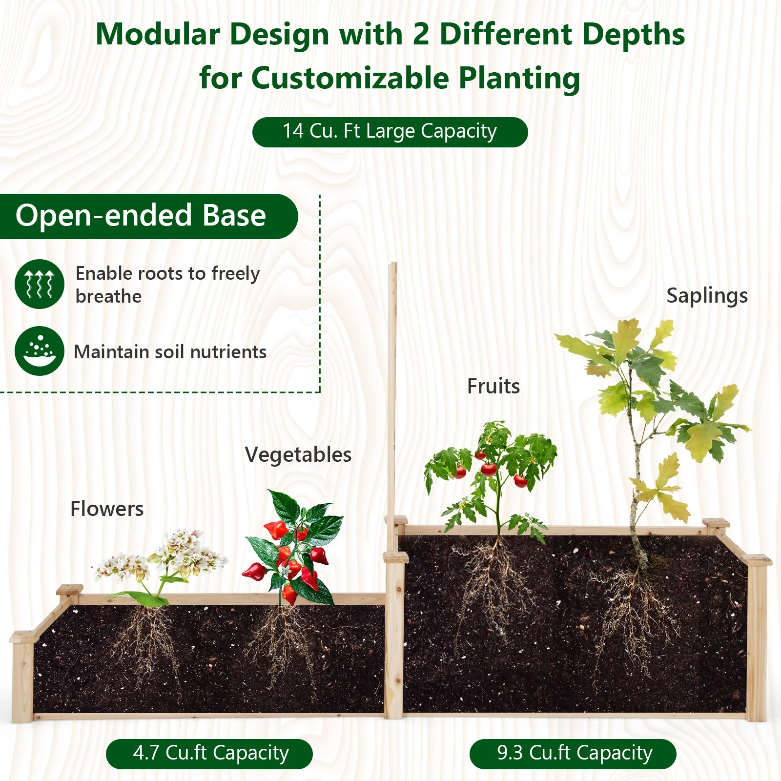 Raised Garden Bed With Trellis, Natural - Image 9