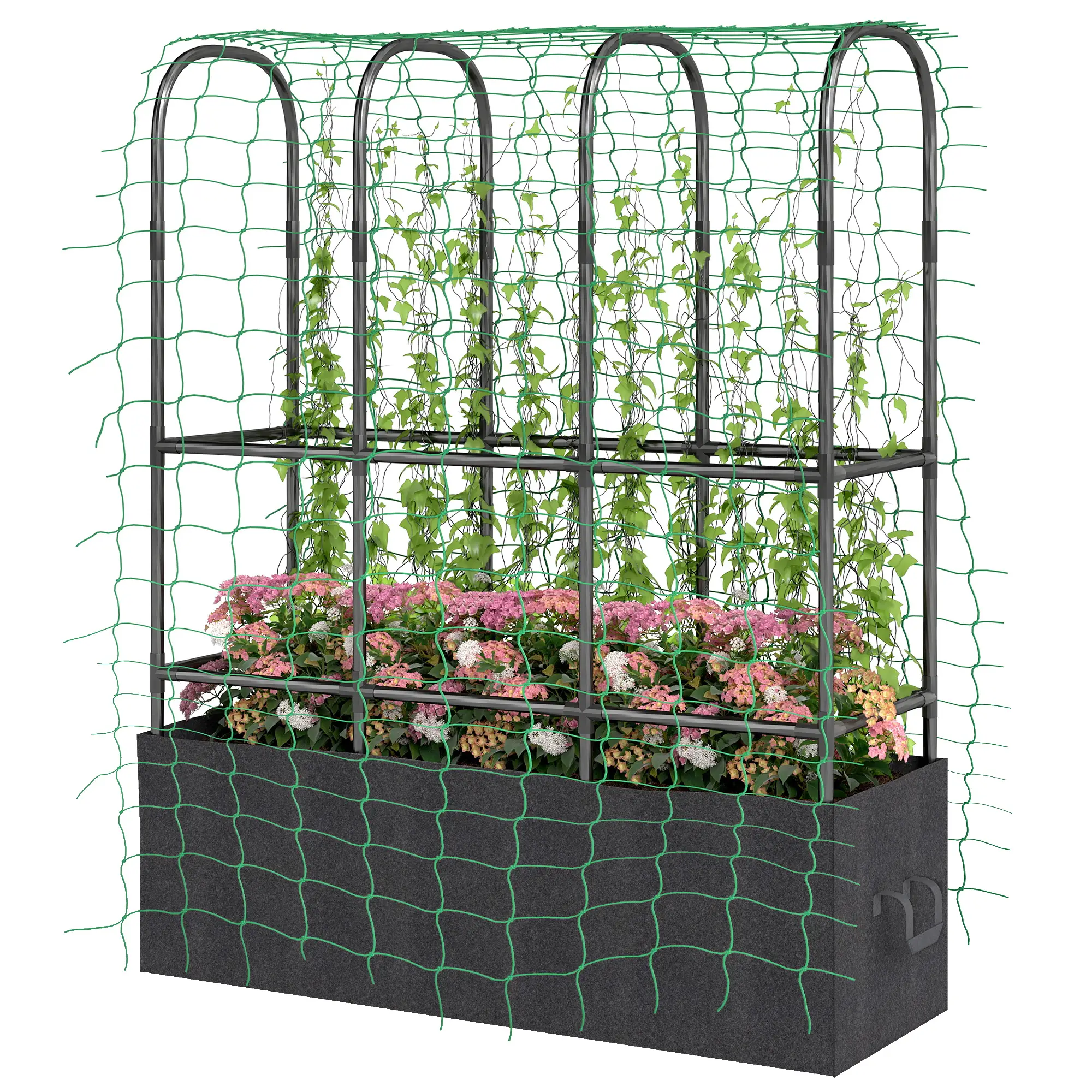Raised Garden Bed With Trellis, Tomato Cage, 52.8 Gal Grow Bag