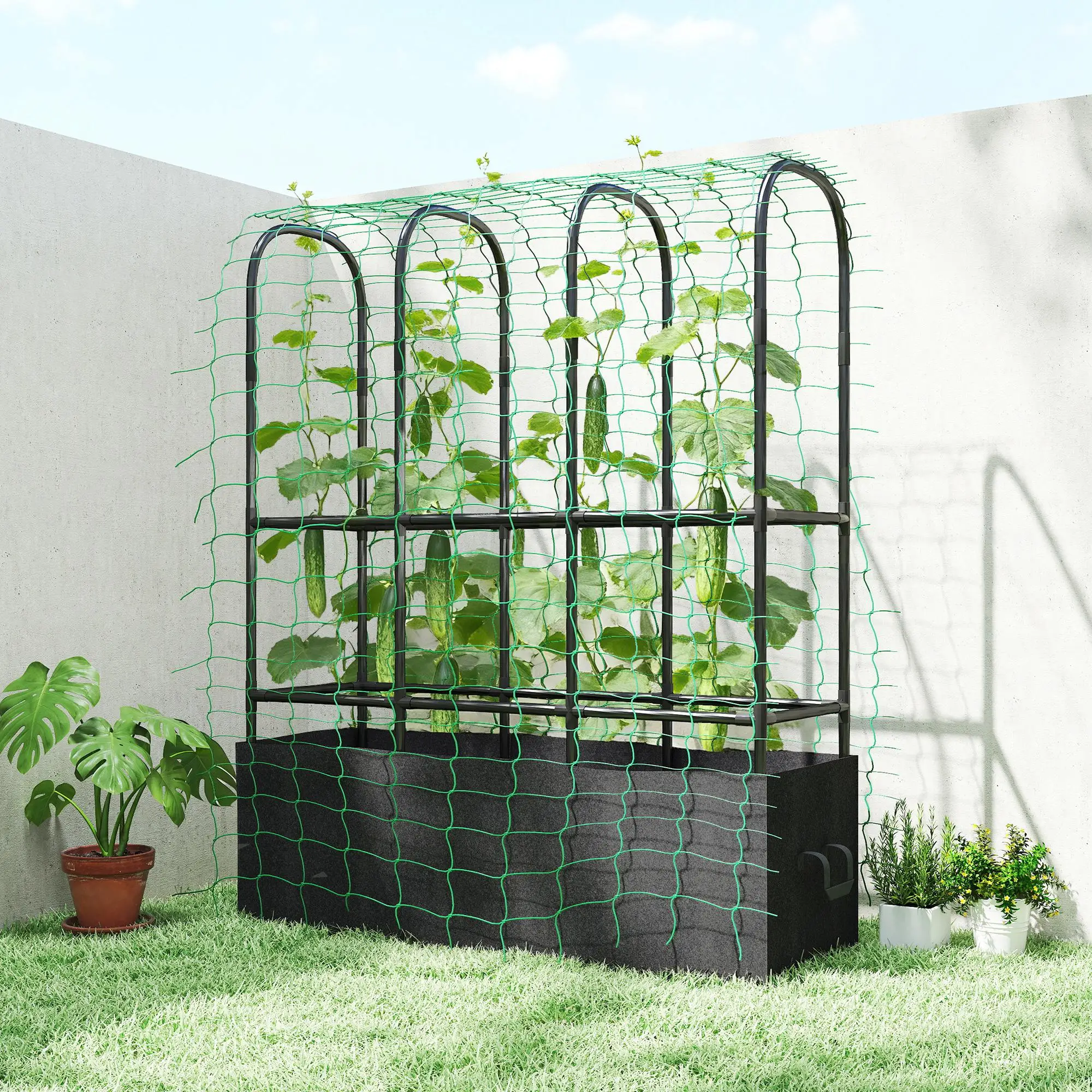 Raised Garden Bed With Trellis, Tomato Cage, 52.8 Gal Grow Bag - Image 2