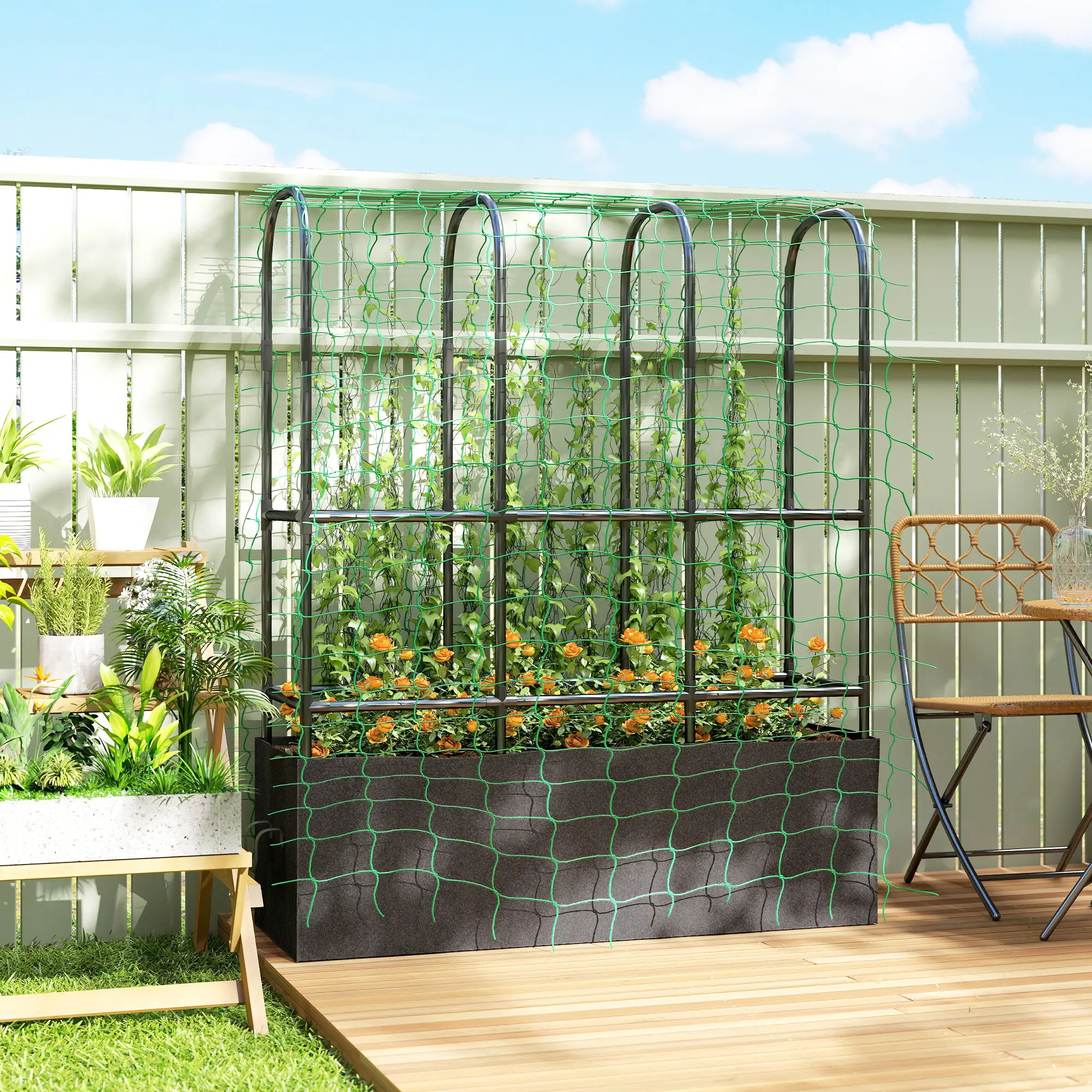 Raised Garden Bed With Trellis, Tomato Cage, 52.8 Gal Grow Bag - Image 8