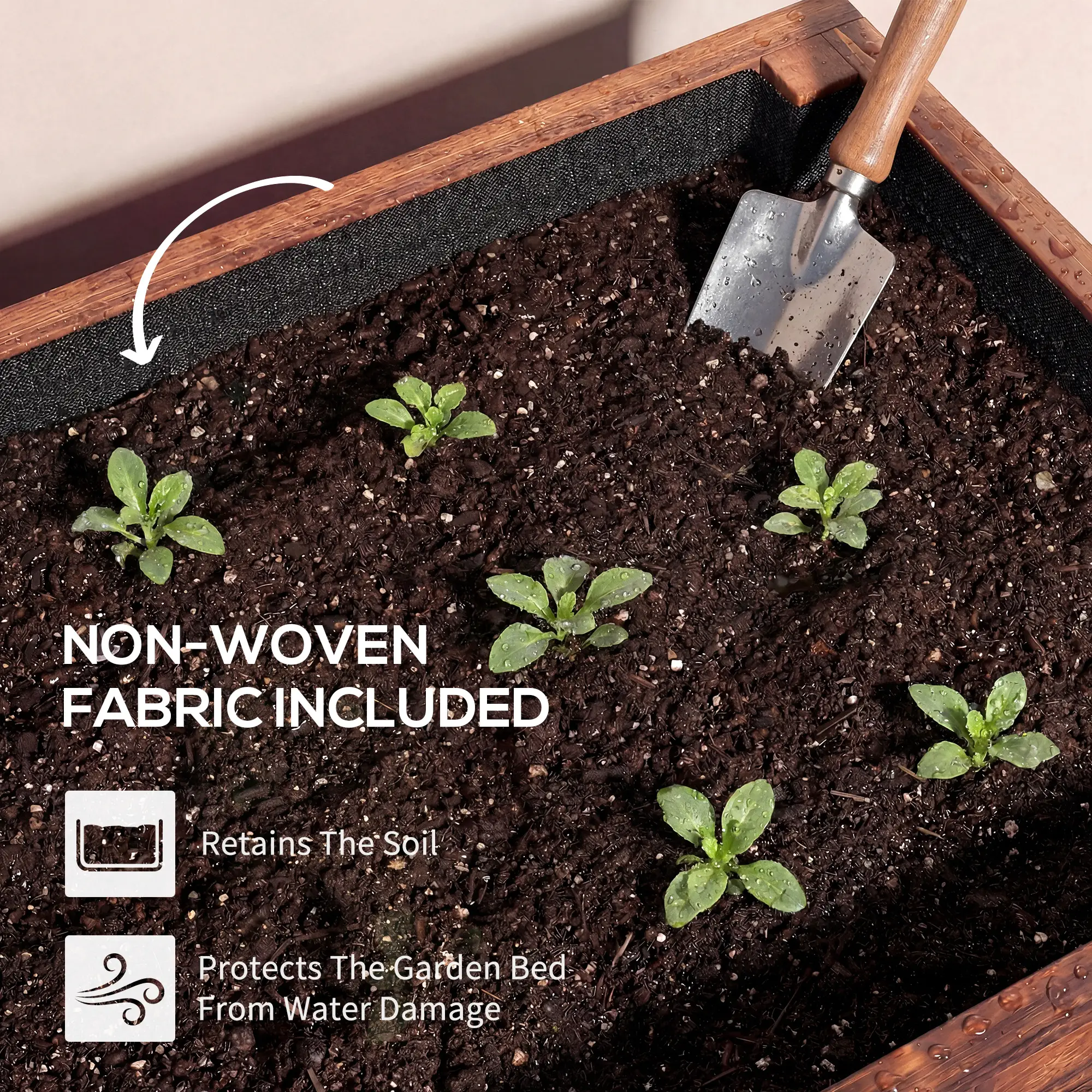 Raised Garden Bed With Wheels, Drainage Holes, Planter Box With Liner - Image 7