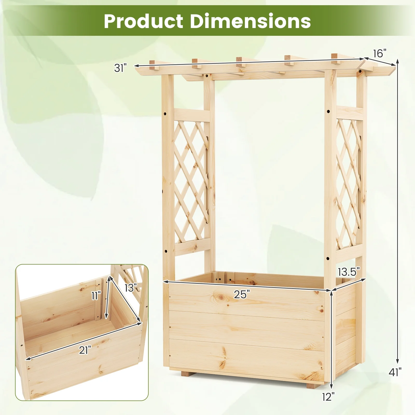 Raised Garden Bed, Wooden Elevated Planter Box, Hanging Roof, S - Image 5