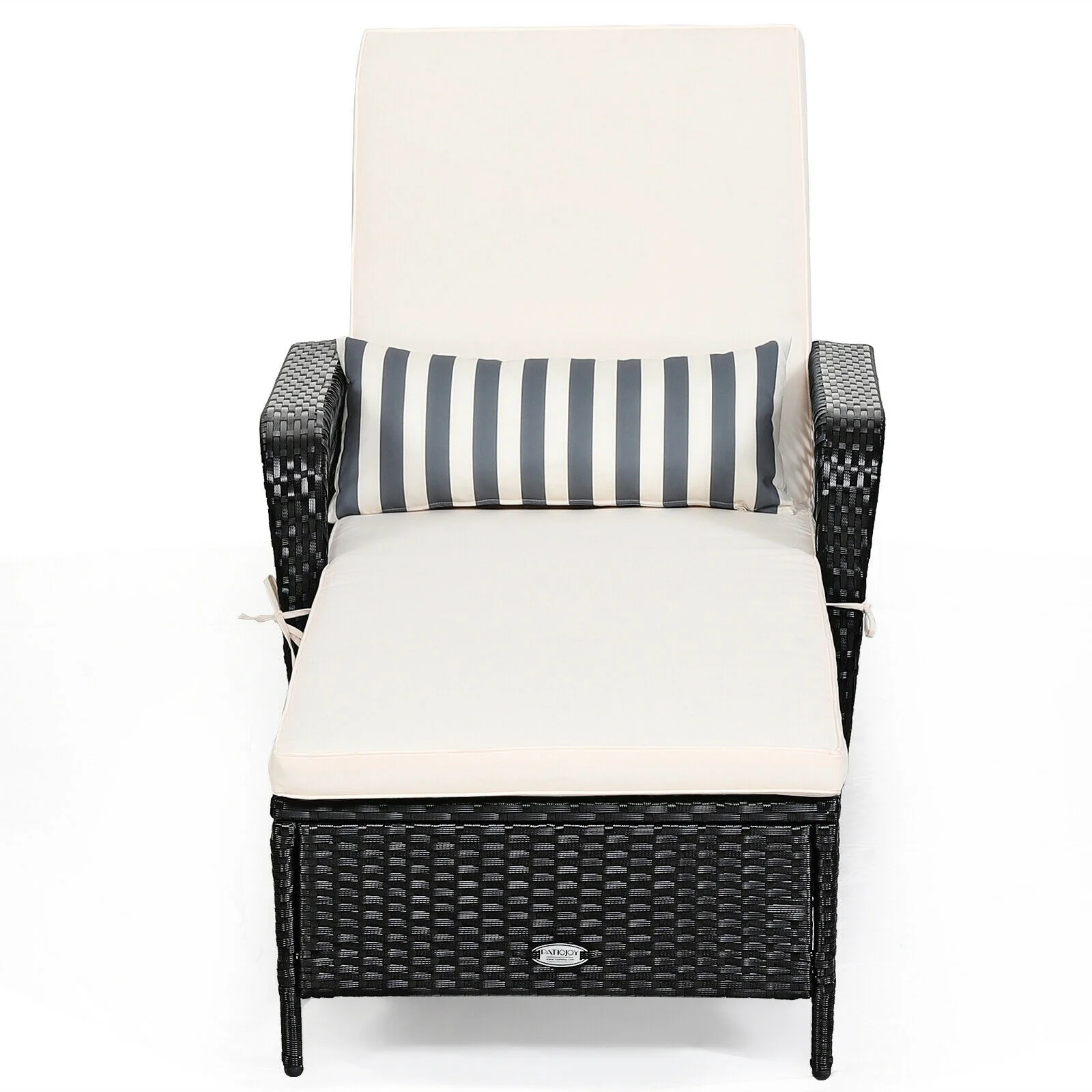 Rattan Armrest Chaise Lounge Chair, Black - Image 5