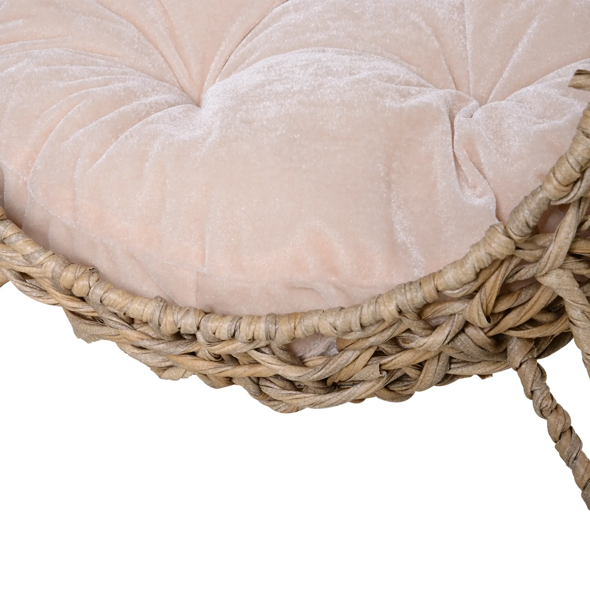 Rattan Cat House with Cushion, Elevated Wicker Kitten Bed, Natural Wood - Image 9