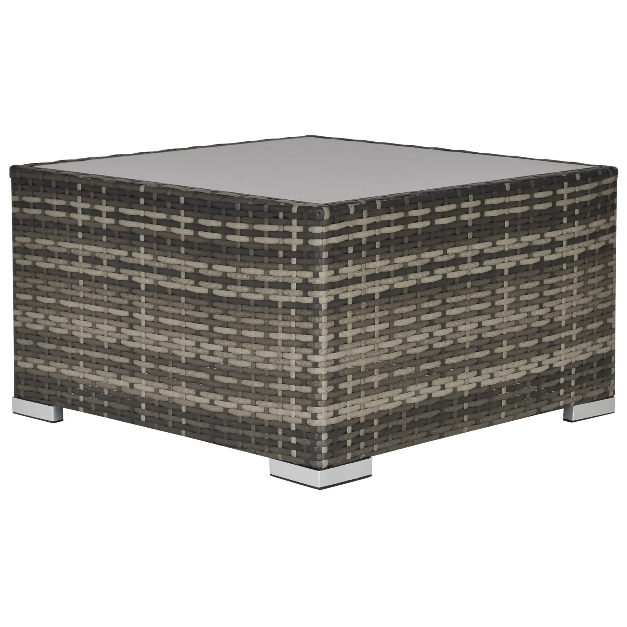 Rattan Coffee Table, 25.6" Square, Tempered Glass Top, Deep Grey - Image 11