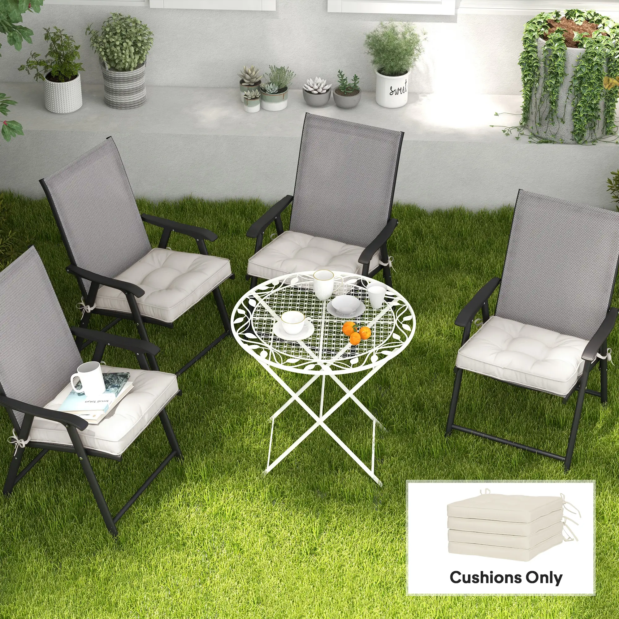 Rattan Furniture Replacement Cushions, 4 Piece, Cream White - Image 2