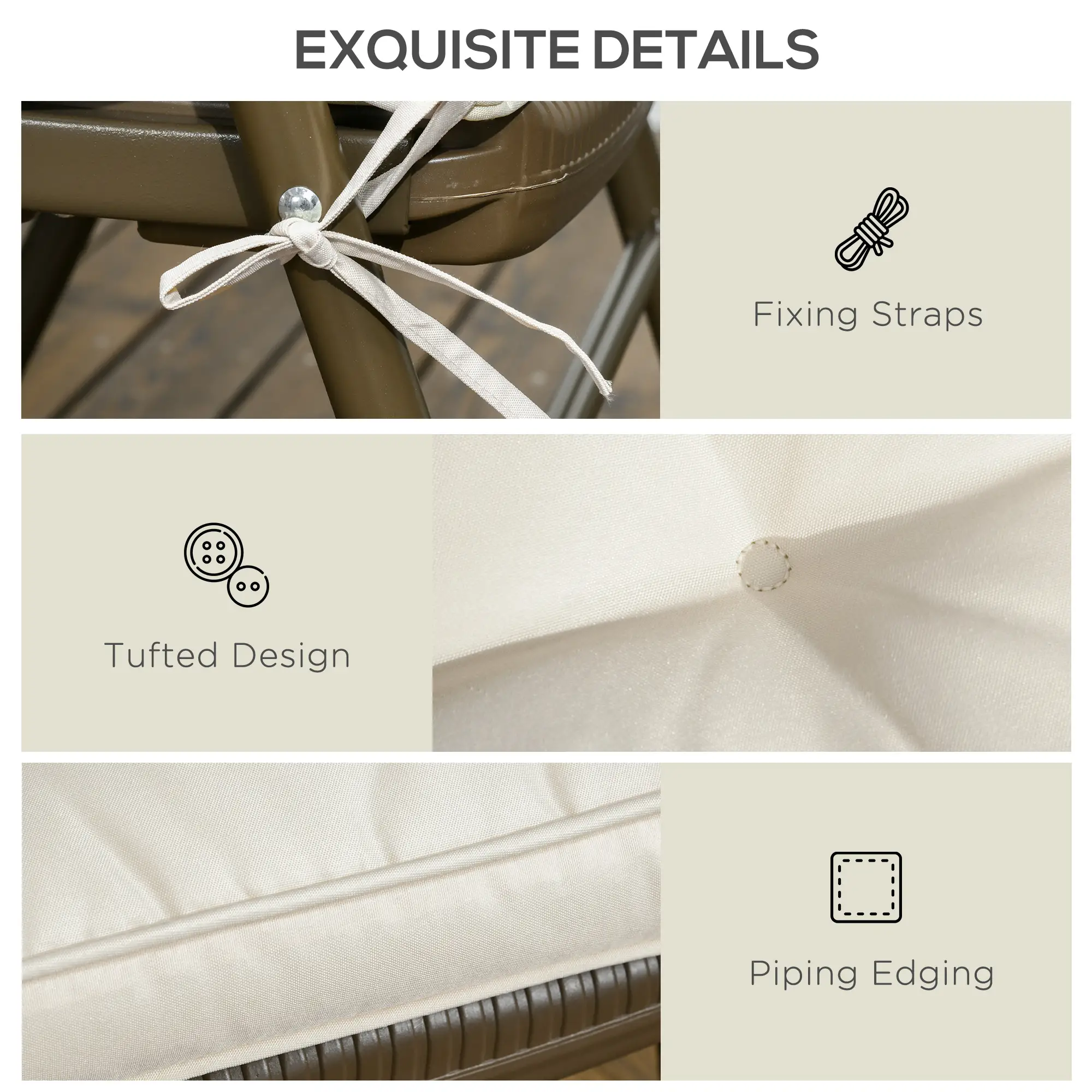 Rattan Furniture Replacement Cushions, 4 Piece, Cream White - Image 6