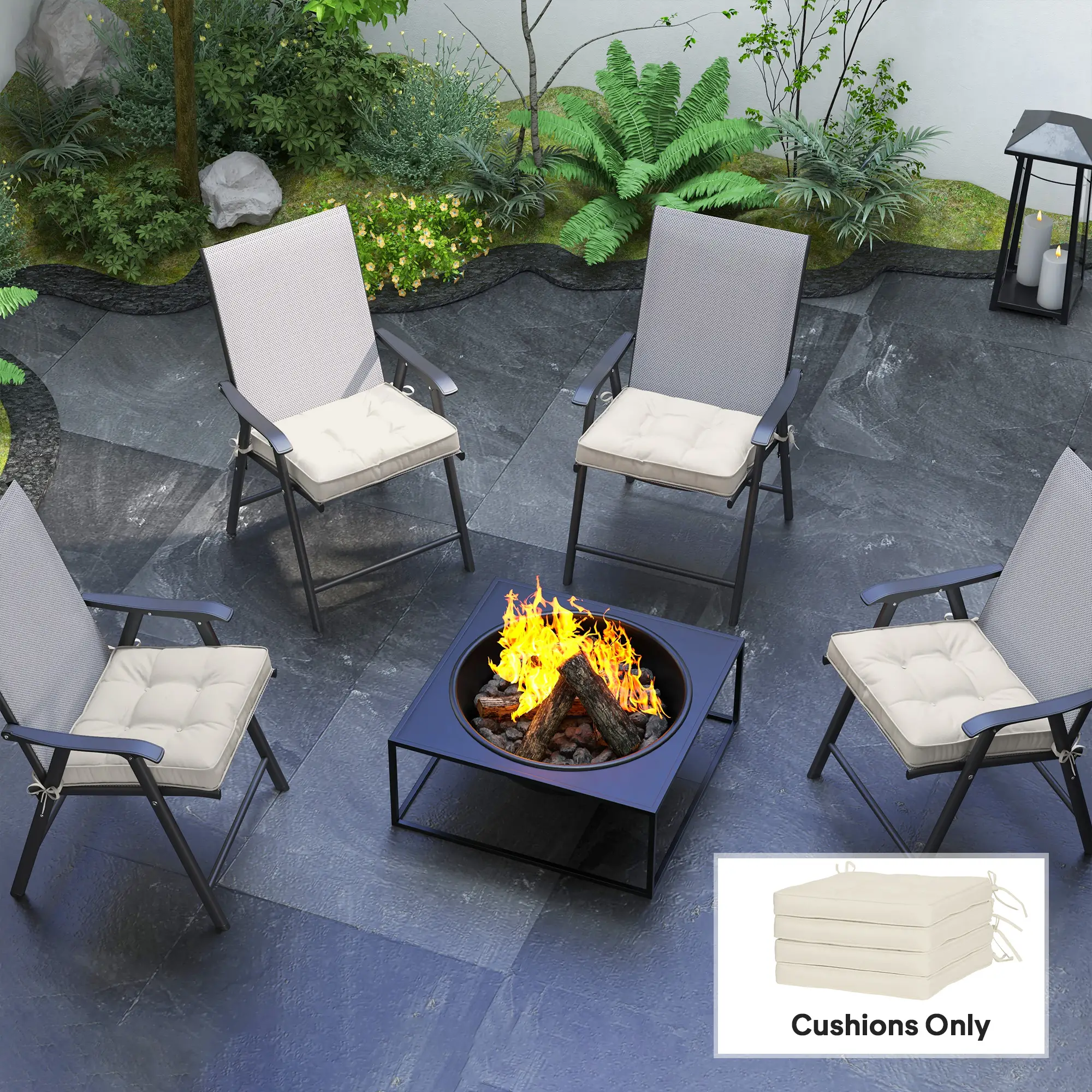 Rattan Furniture Replacement Cushions, 4 Piece, Cream White - Image 8