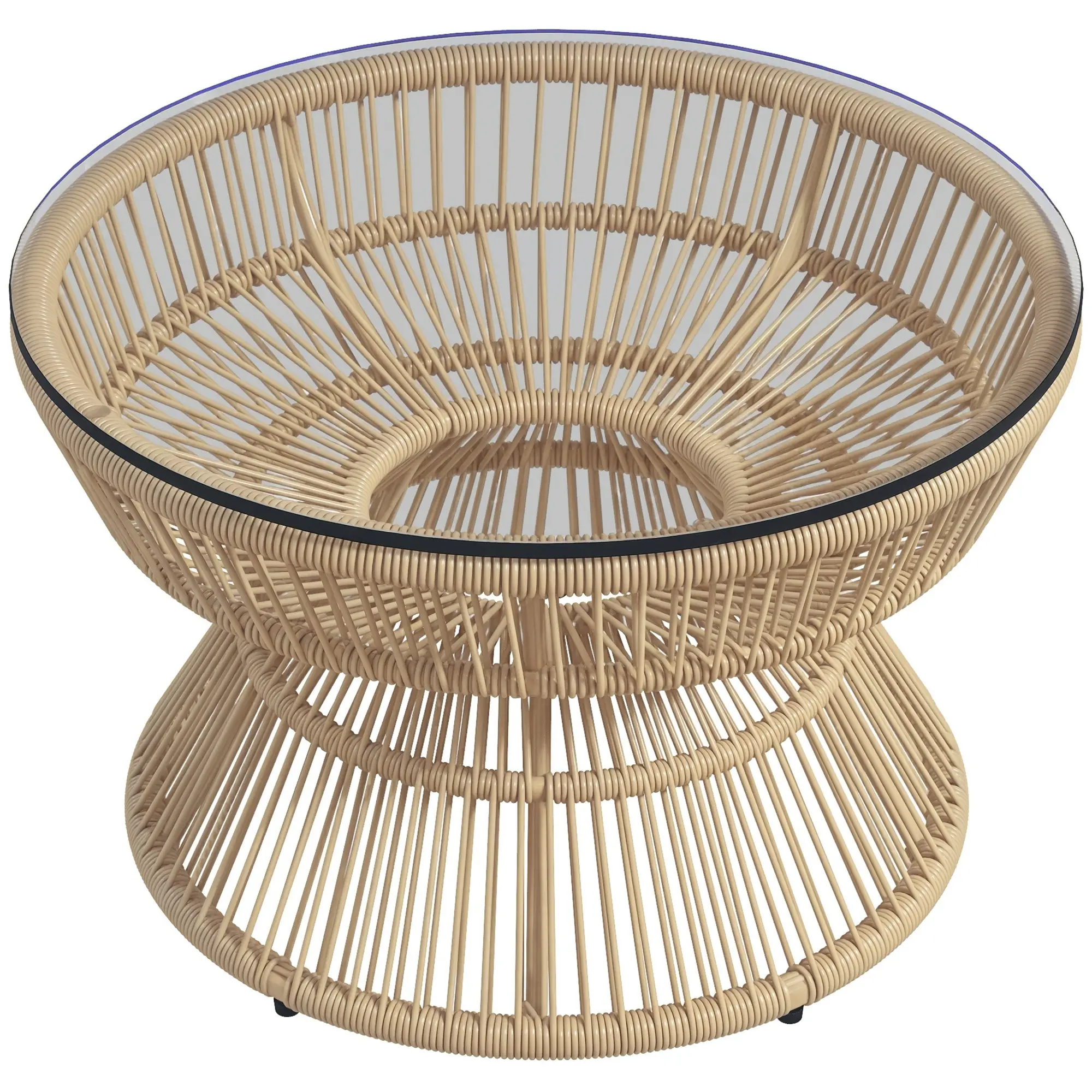 Rattan Outdoor Coffee Table, Tempered Glass Top, Steel Frame, Wicker Furniture - Image 11