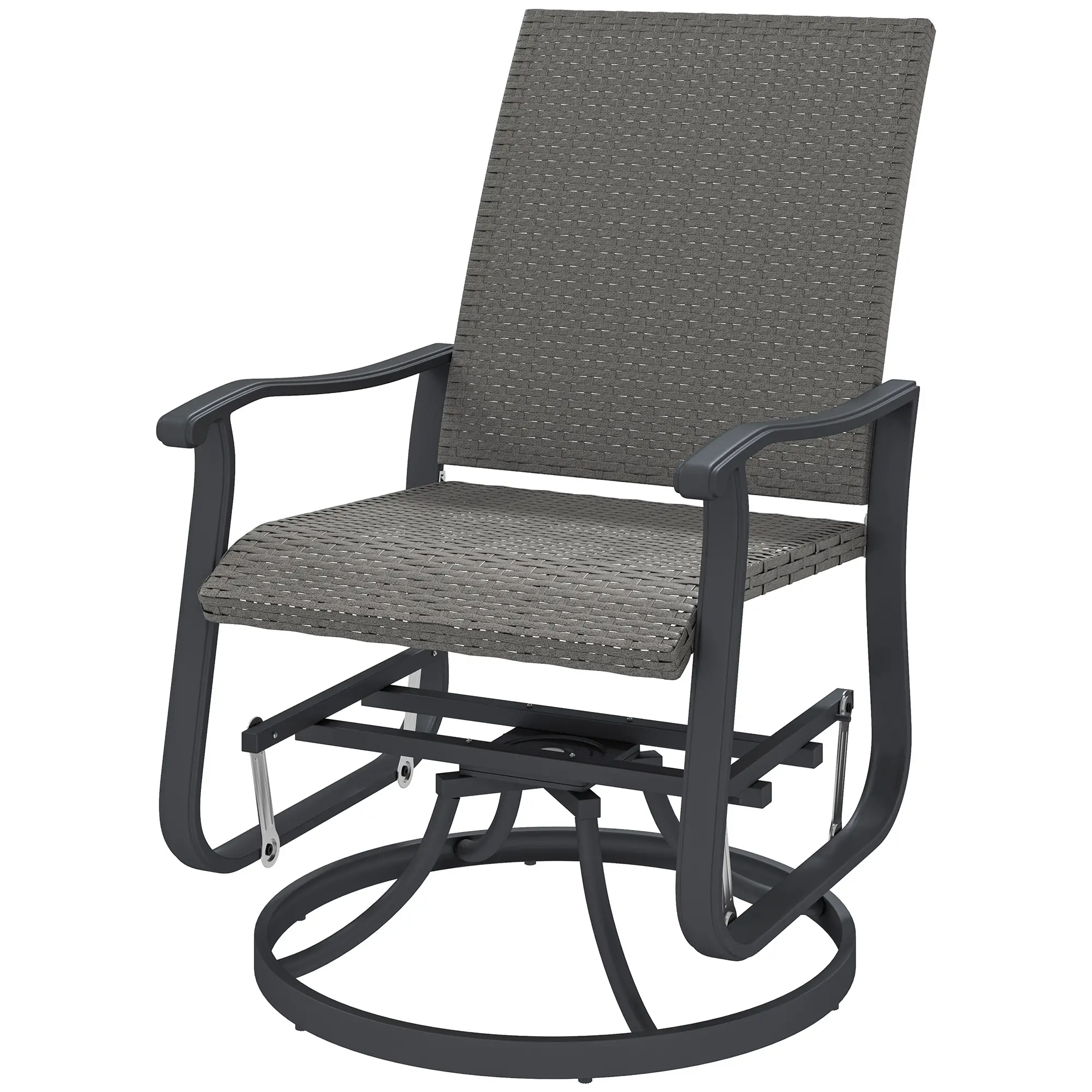 Rattan Patio Glider, Wicker Outdoor Chair, Steel Frame, Grey