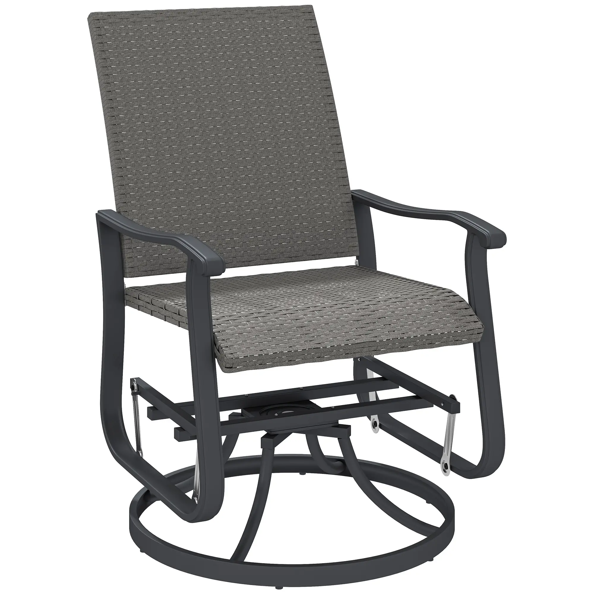 Rattan Patio Glider, Wicker Outdoor Chair, Steel Frame, Grey - Image 11