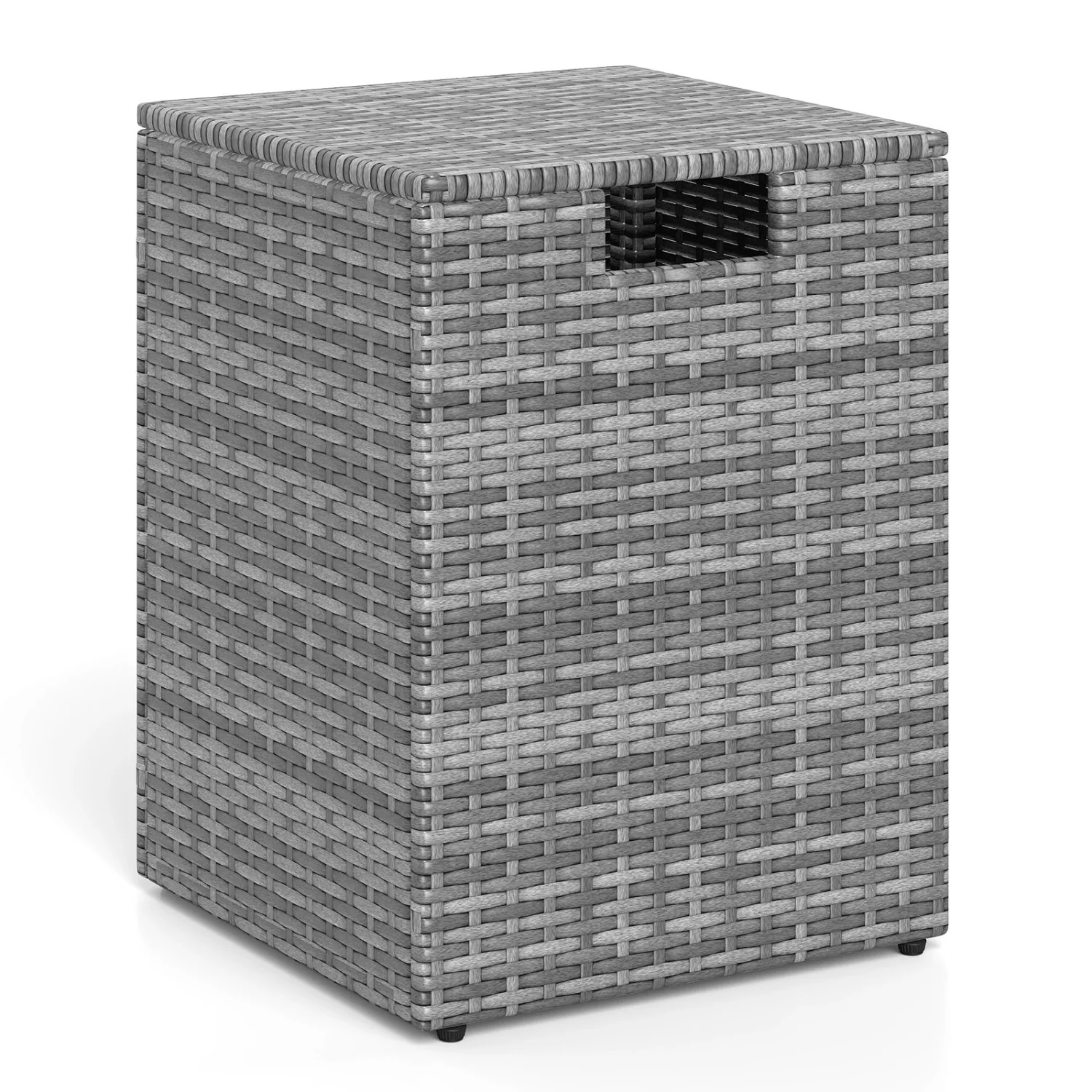 Rattan Propane Tank Cover, Patio Hideaway Tank Side Table, Gray - Image 5