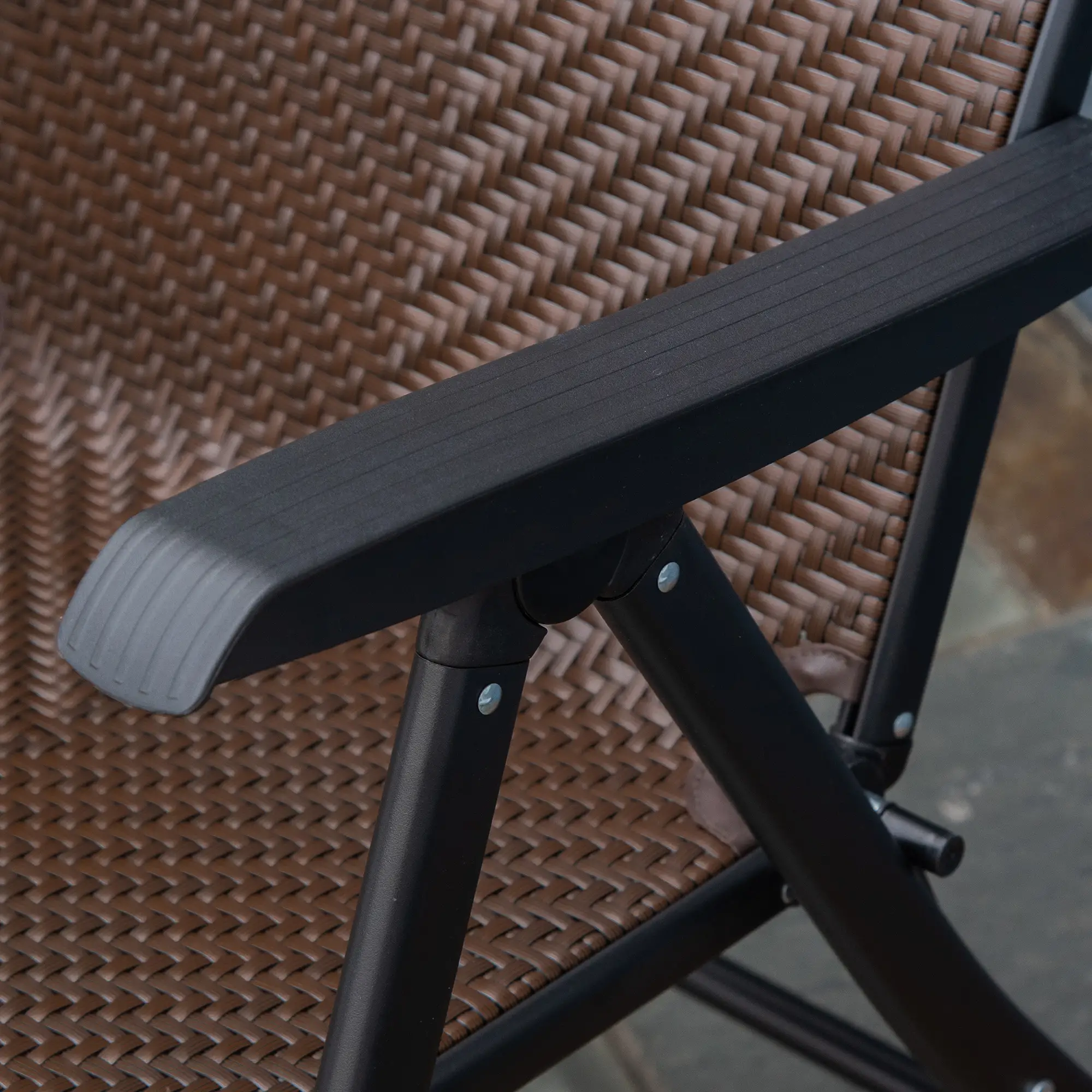Rattan Reclining Folding Chair, Outdoor Wicker Recliner, 7 Adjustable Positions, Brown - Image 11