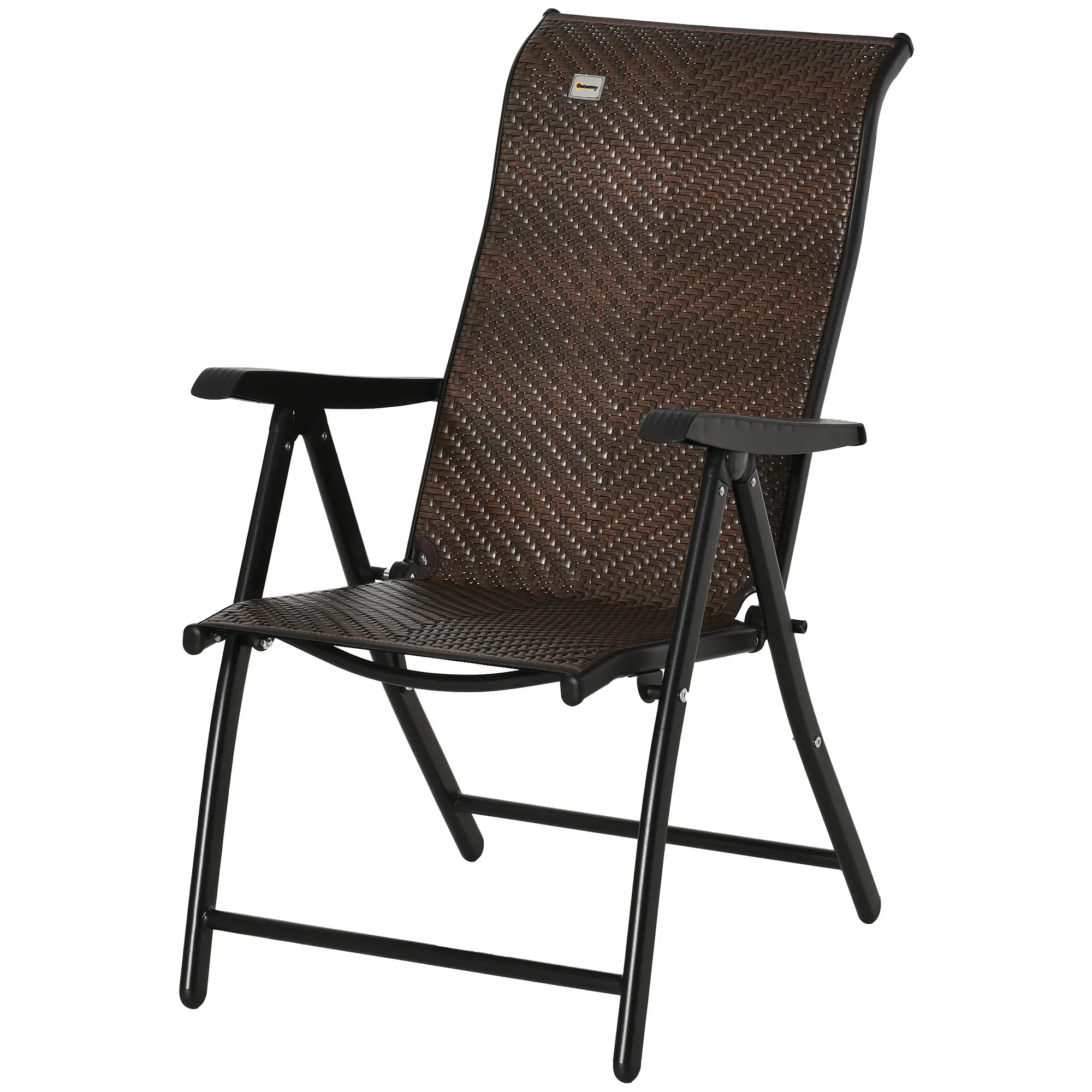 Rattan Reclining Folding Chair, Outdoor Wicker Recliner, 7 Adjustable Positions, Brown - Image 12
