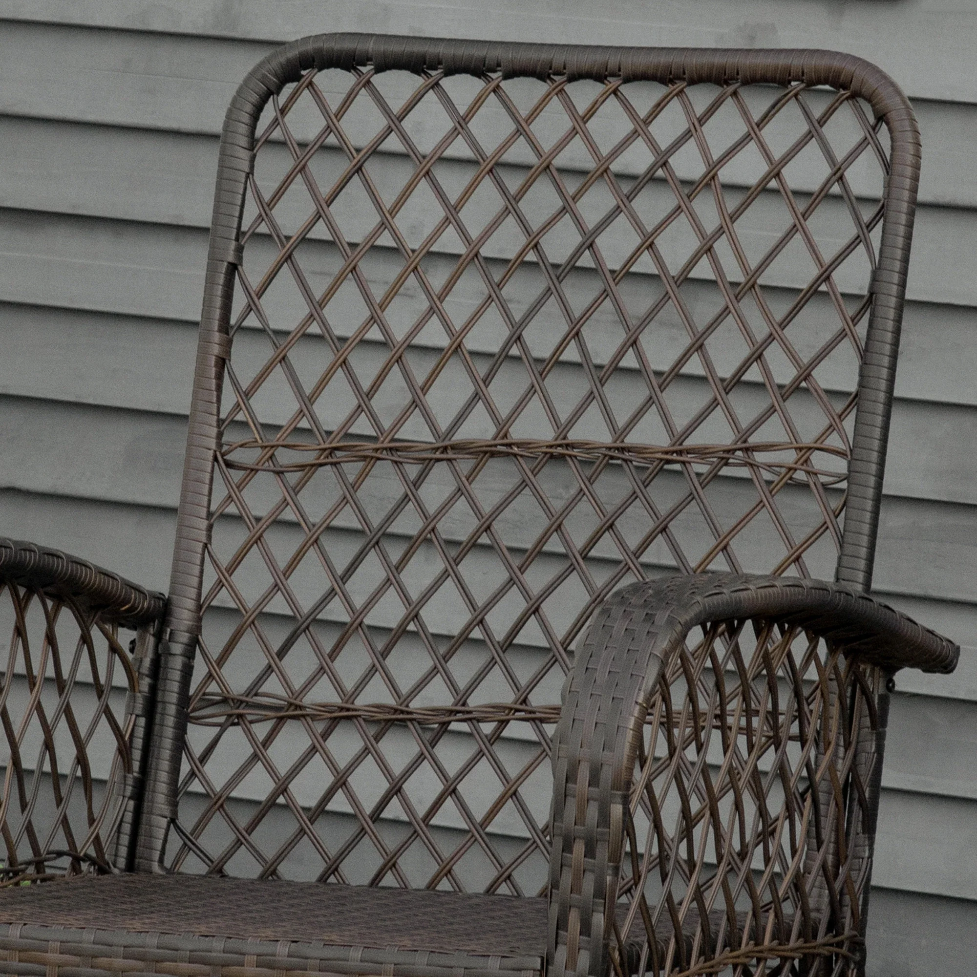 Rattan Rocking Chair, Outdoor Wicker Patio Furniture with Cushions, Cream White - Image 10