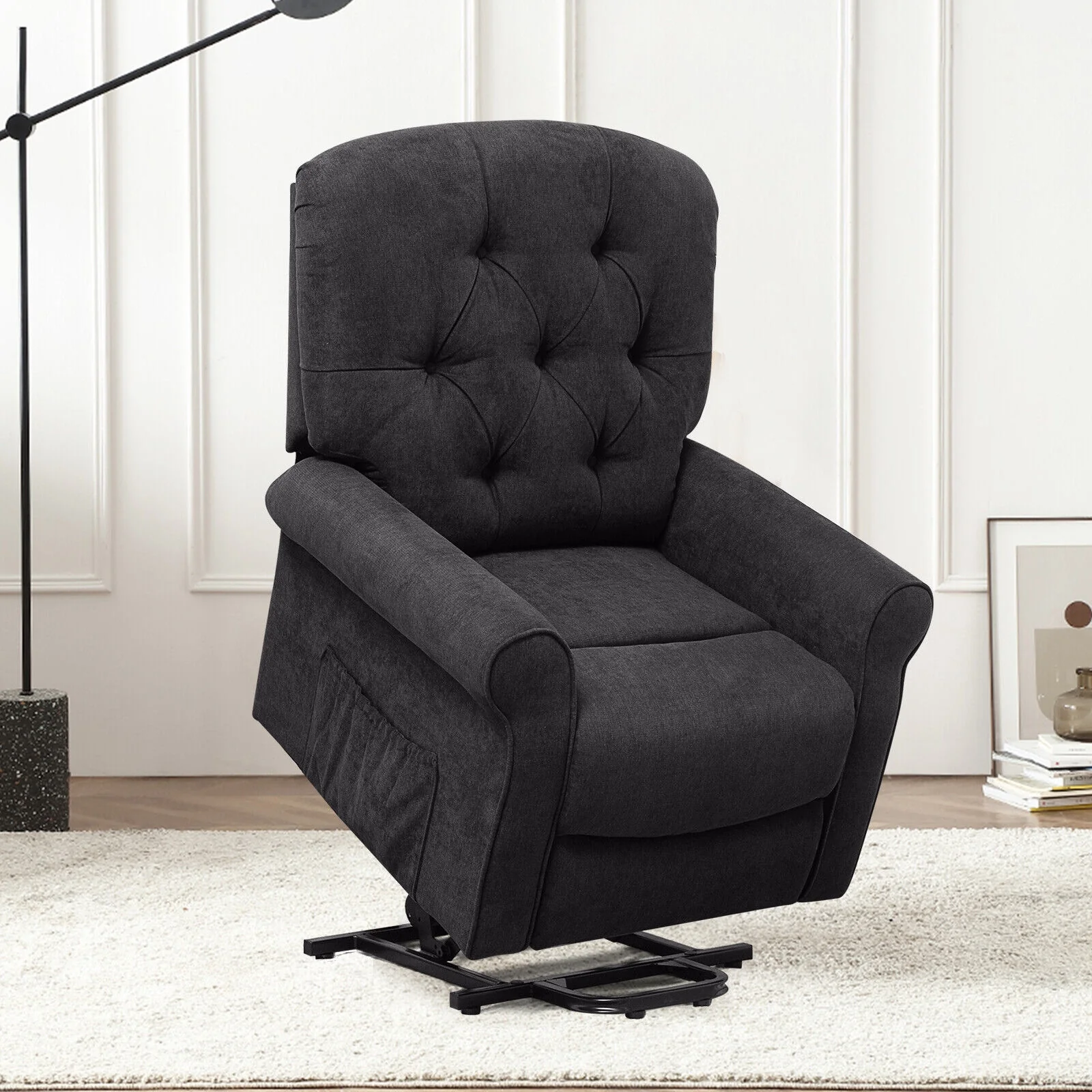 Recliner Chair For Elderly, Side Pocket, Remote Control, Black - Image 2