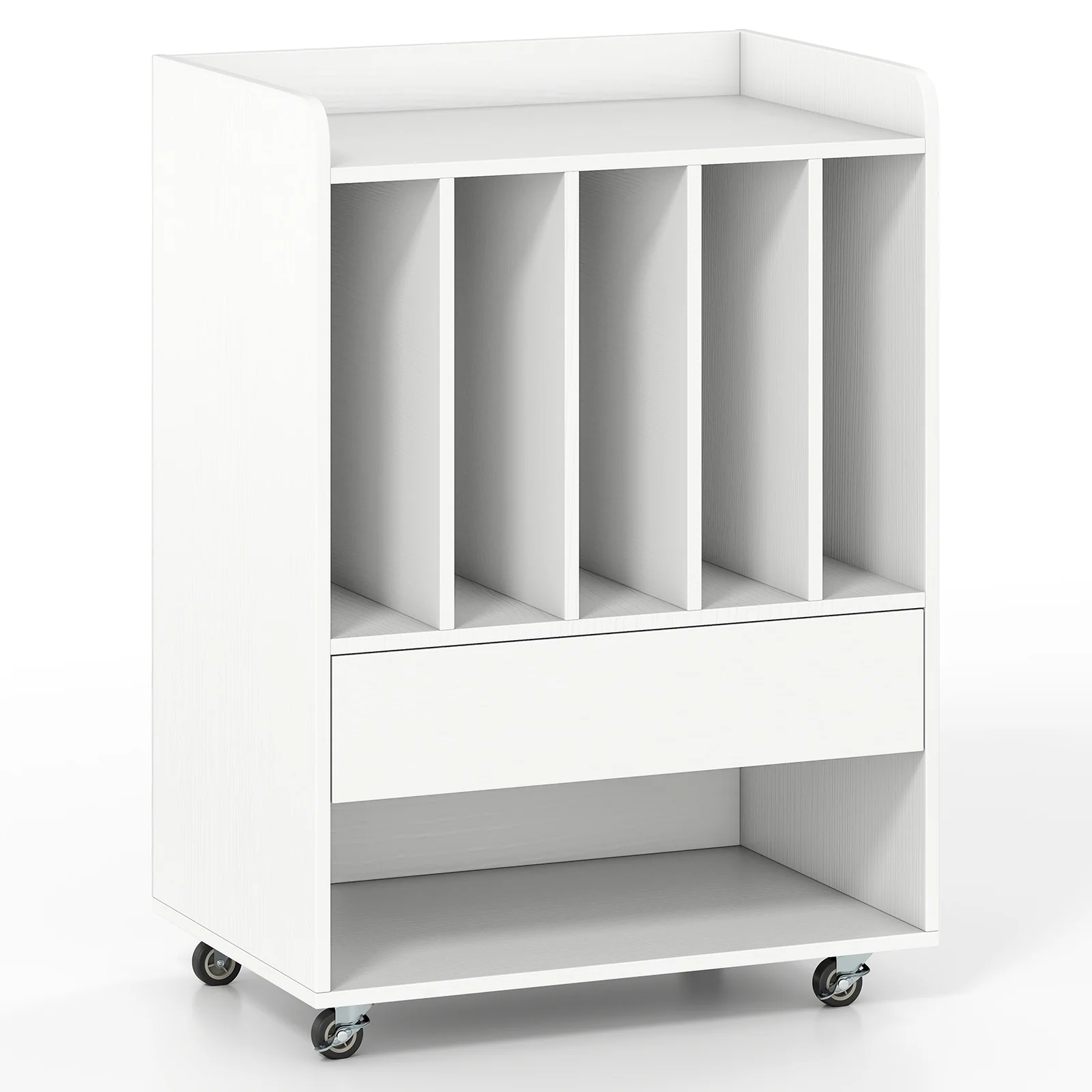Record Player Stand Turntable Stand with Drawer and Record Holder, White - Image 4