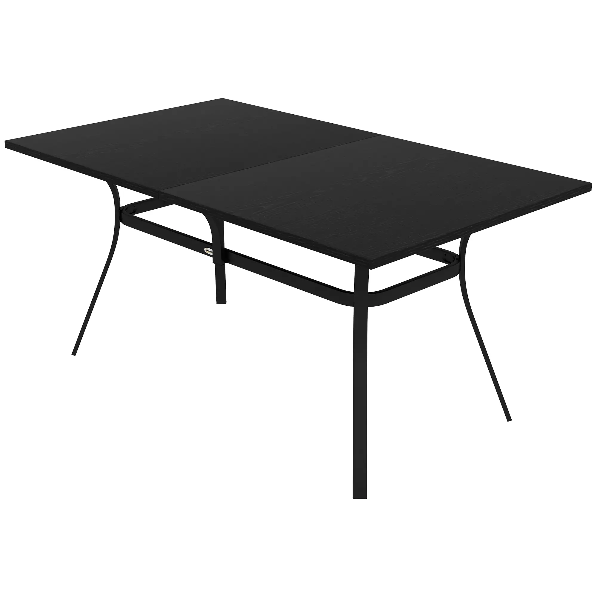 Rectangle Patio Dining Table for 6, Steel Legs, Metal Tabletop, Black