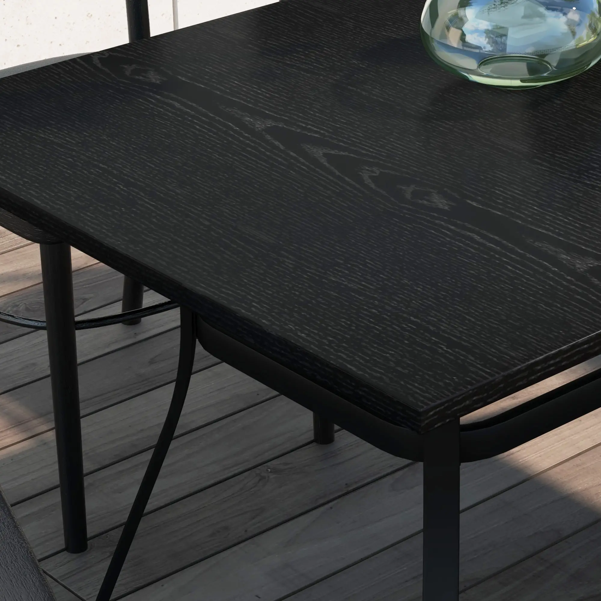 Rectangle Patio Dining Table for 6, Steel Legs, Metal Tabletop, Black - Image 10