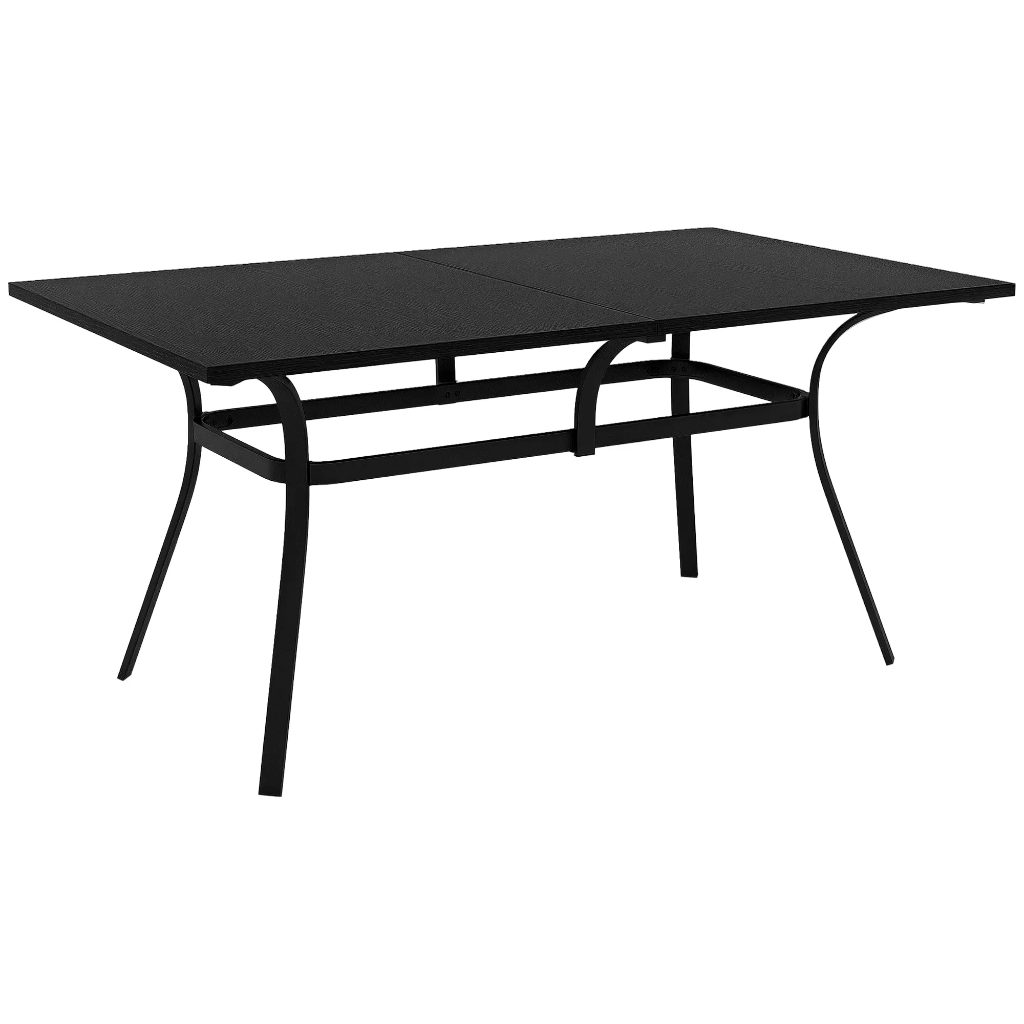 Rectangle Patio Dining Table for 6, Steel Legs, Metal Tabletop, Black - Image 11