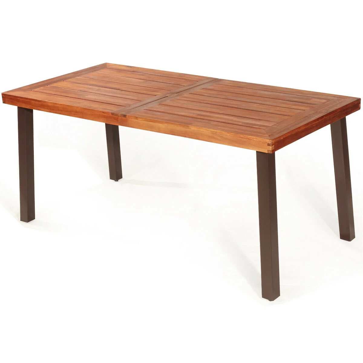 Rectangular Acacia Wood Dining Table, Brown - Image 4