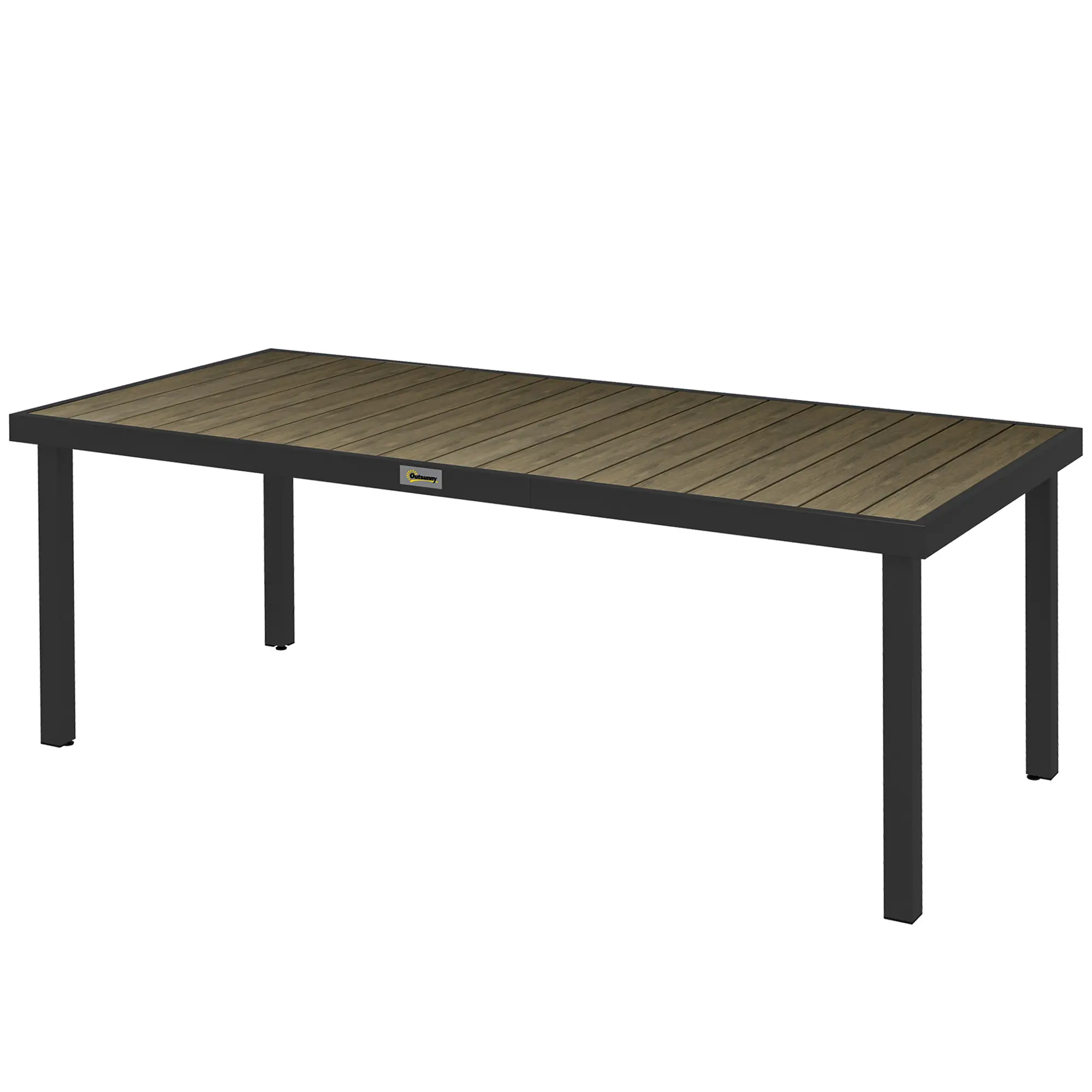Rectangular Aluminum Patio Dining Table For 8, Natural