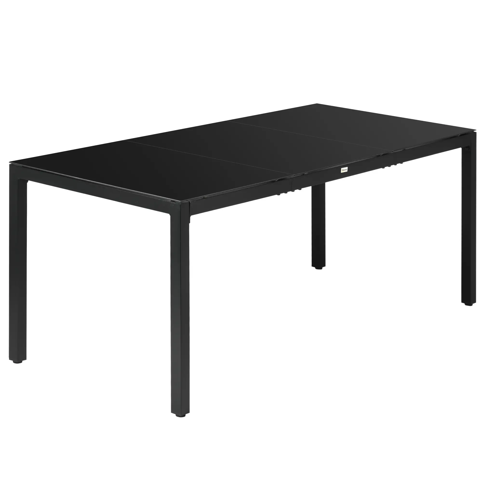 Rectangular Outdoor Dining Table For 8, Tempered Glass Top, Aluminum Frame, 70.9" x 31.5" x 28.3", Black