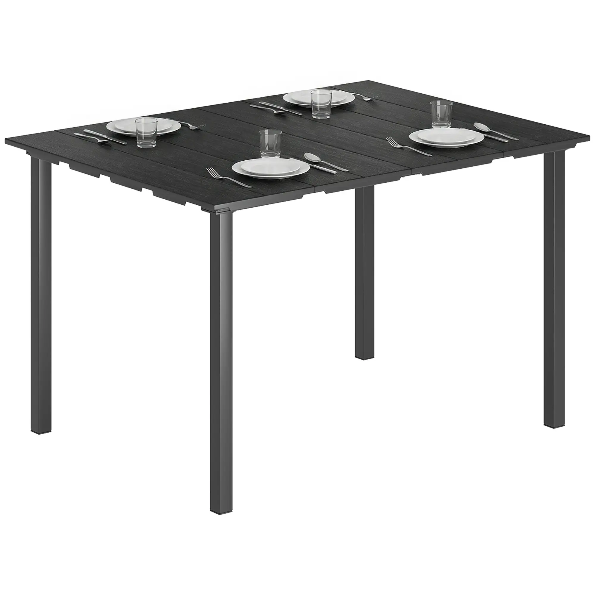 Rectangular Patio Table, HDPE Top Metal Frame, Outdoor Dining For 4 - Image 11