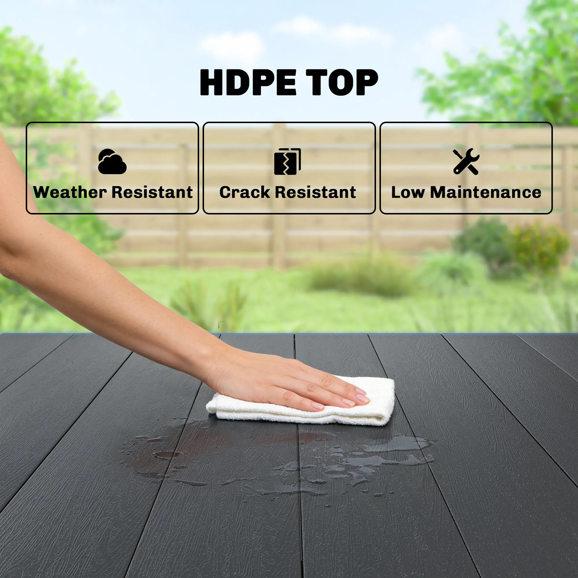 Rectangular Patio Table, HDPE Top Metal Frame, Outdoor Dining For 4 - Image 5