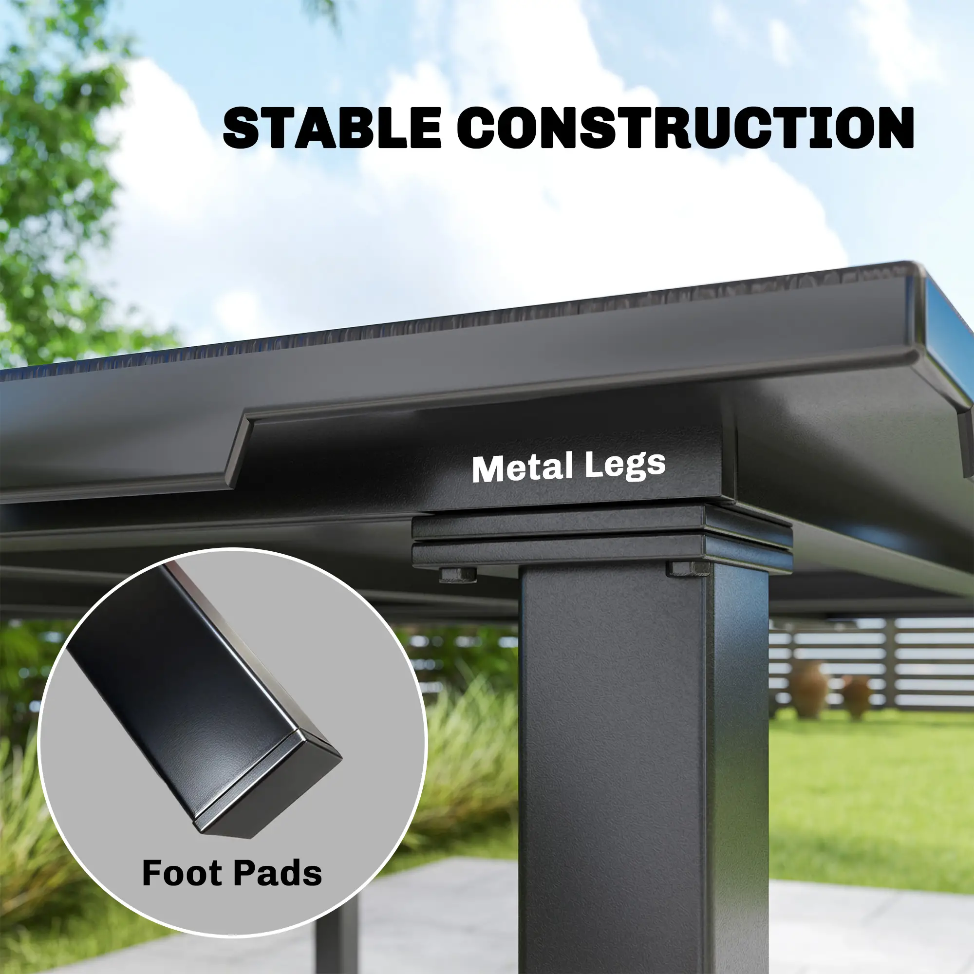 Rectangular Patio Table, HDPE Top Metal Frame, Outdoor Dining For 4 - Image 6