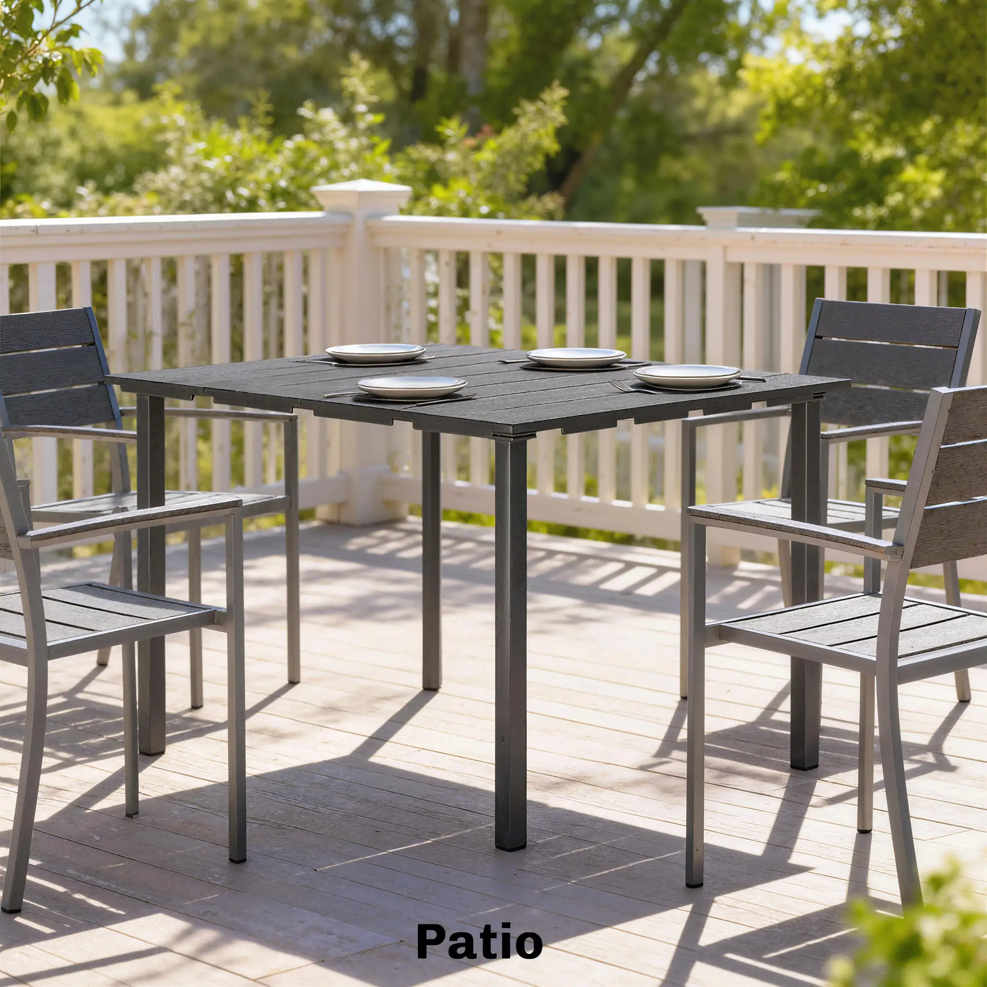 Rectangular Patio Table, HDPE Top Metal Frame, Outdoor Dining For 4 - Image 9