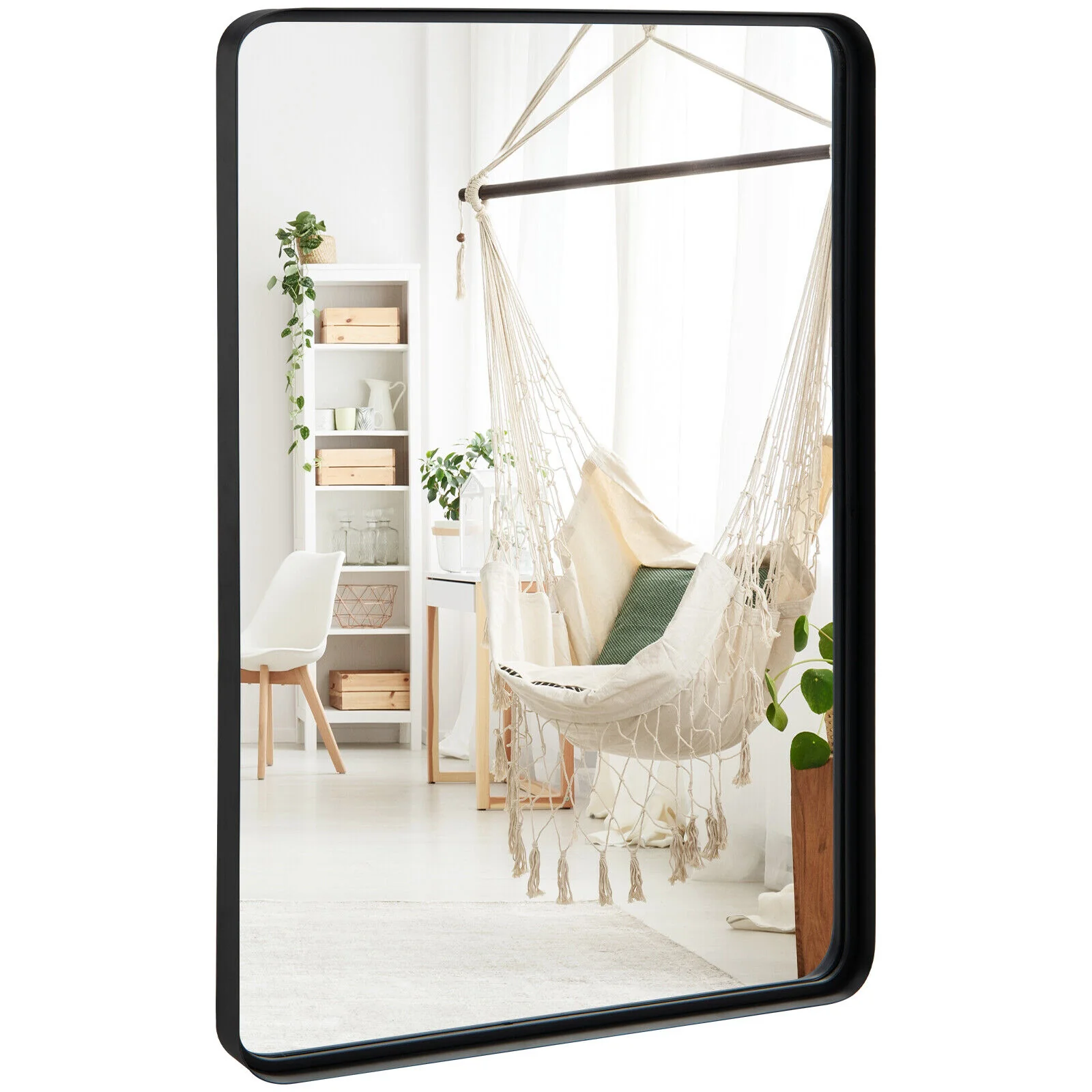 Rectangular Wall Mount Bathroom Mirror, Solid Steel Frame, L, Black - Image 8
