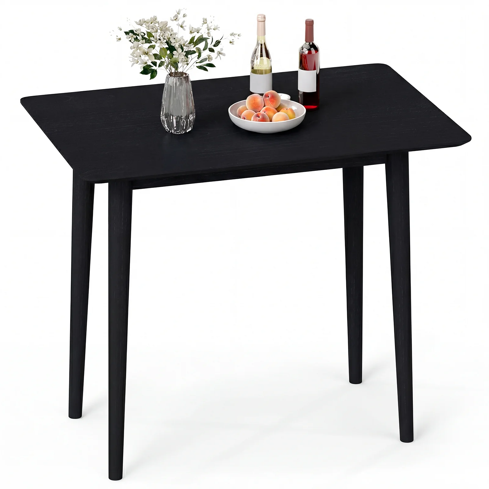 Rectangular Wooden Dining Table, 34 Inch, Farmhouse Kitchen Table, Black - Image 5