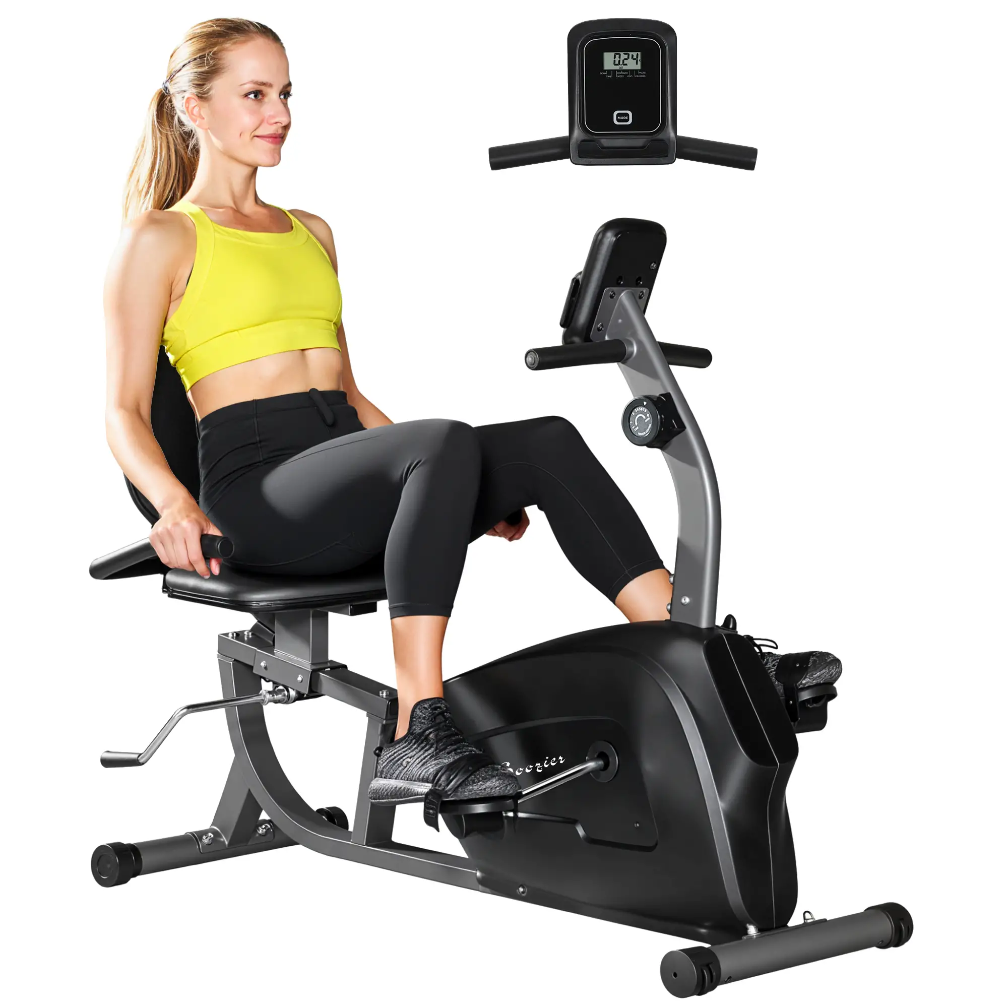 Recumbent Exercise Bike, 8-Level Magnetic Resistance, LCD Monitor, Heart Rate Handle, Adjustable Seat - Image 11